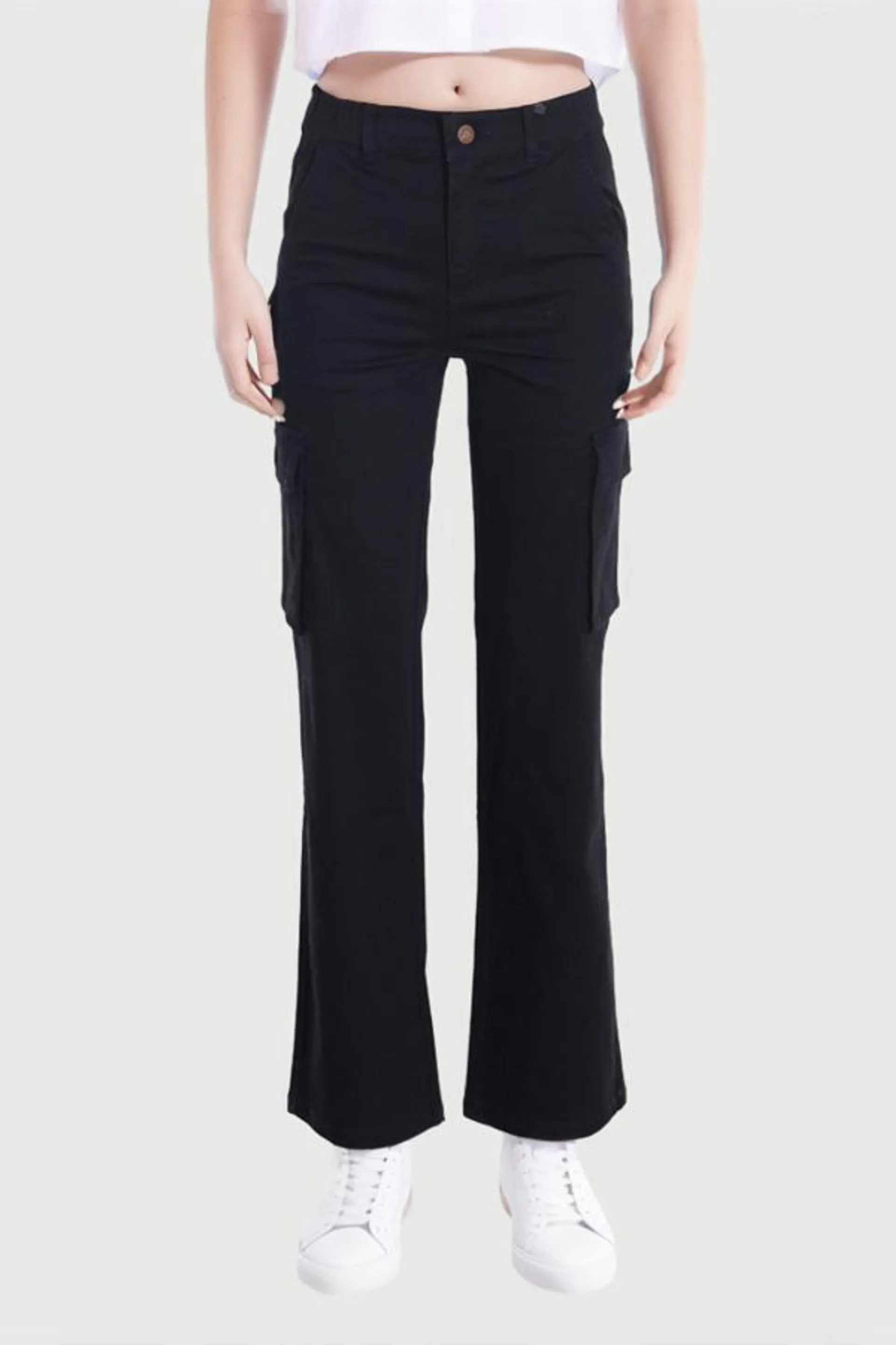 PantalÓn niÑa wide leg cargo negro