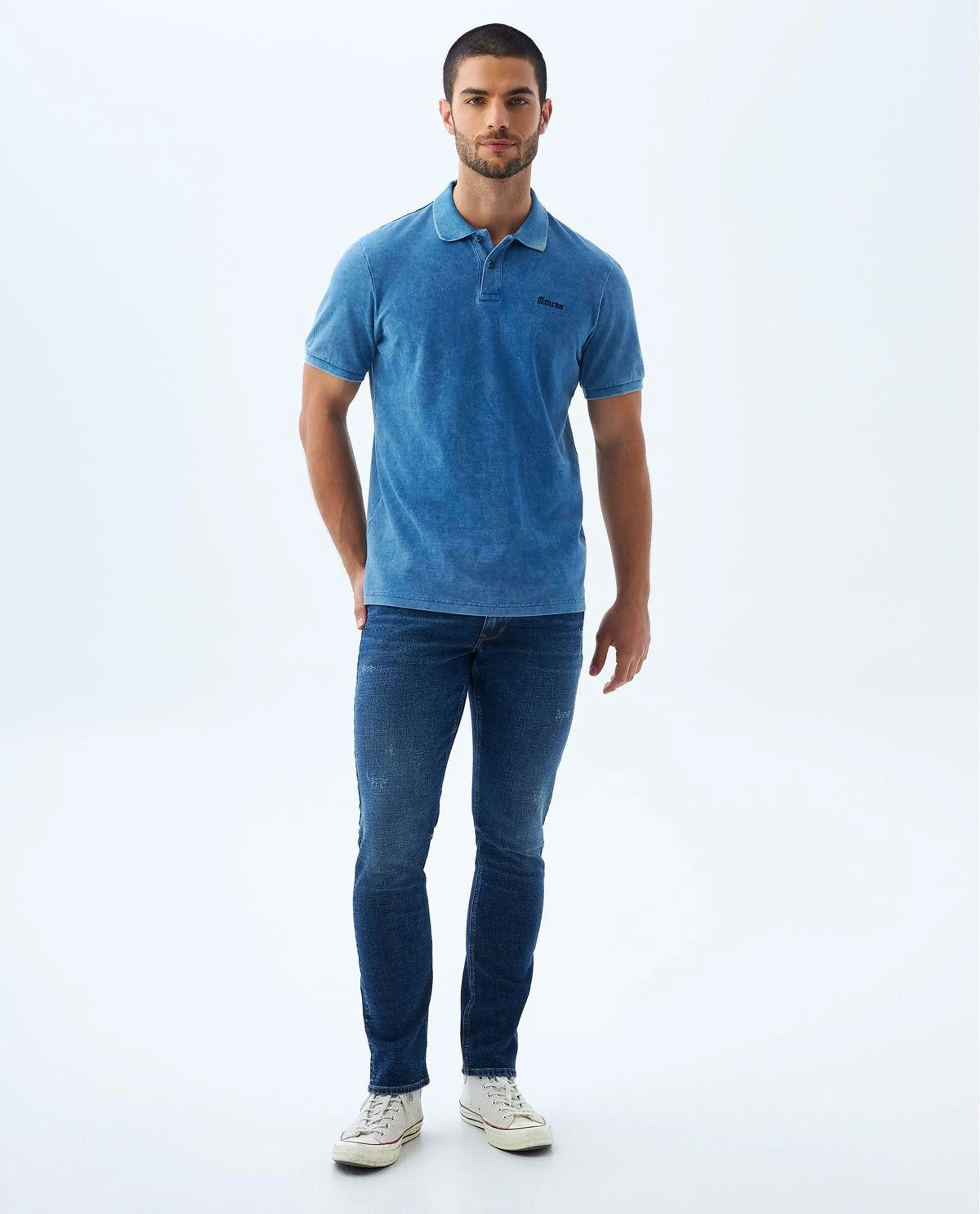 Camiseta polo en denim para hombre