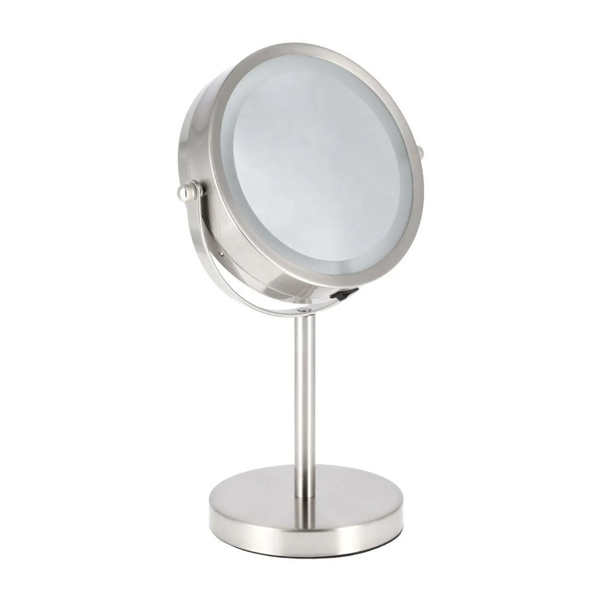 Espejo pedestal de metal con luz LED