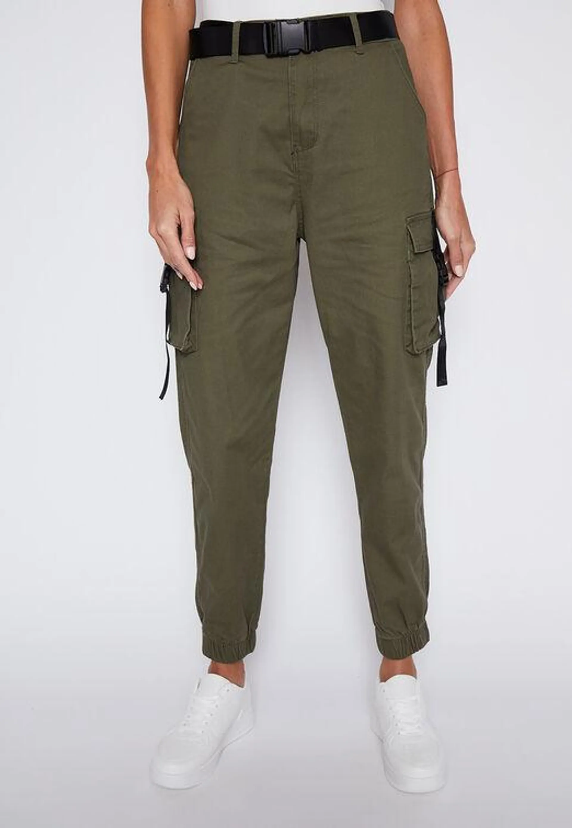 Pantalon Mujer Verde Jogger Cinturon Family Shop