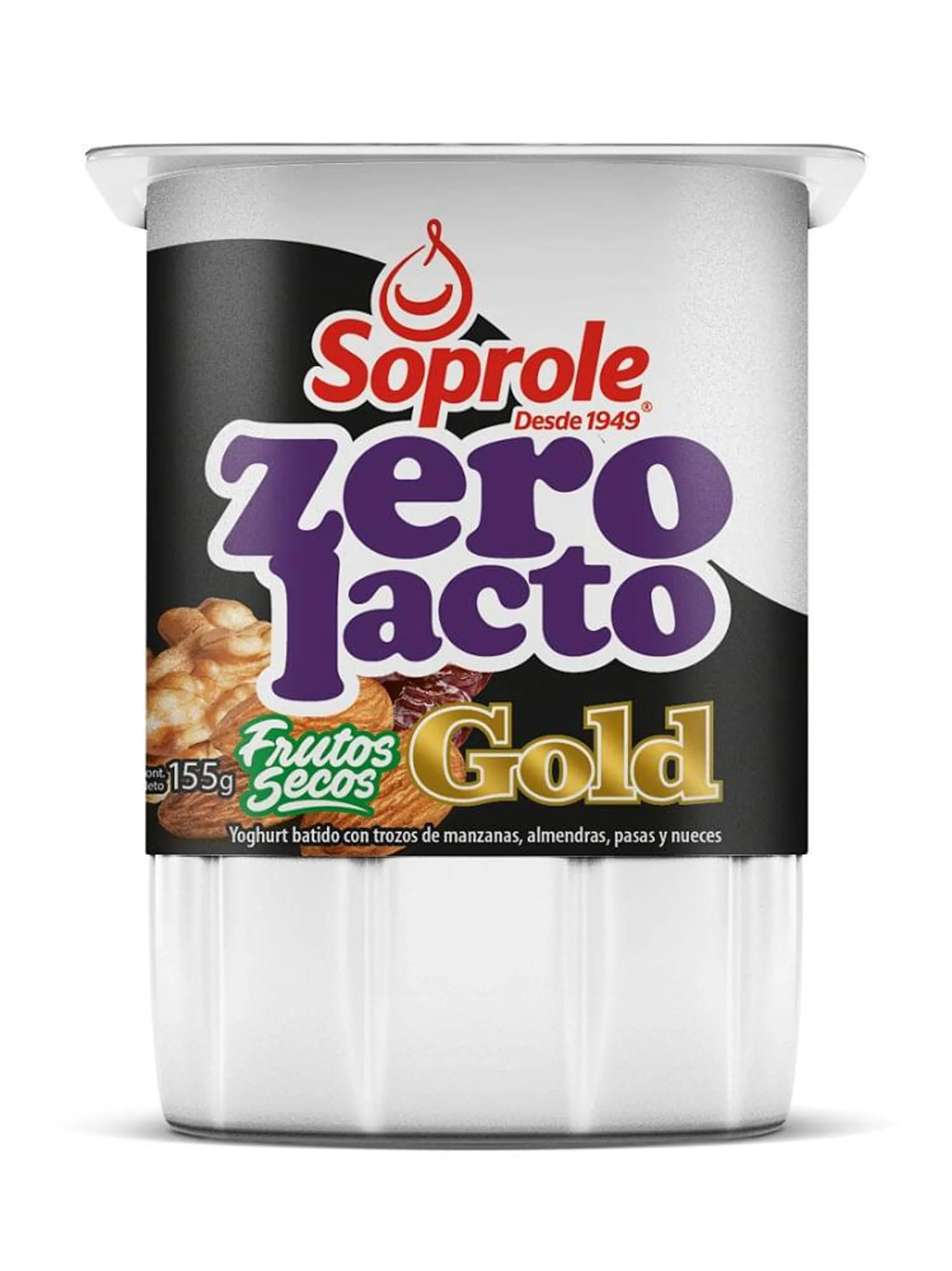 Yoghurt sin lactosa Soprole zerolacto gold trozos frutos secos pote 155 g
