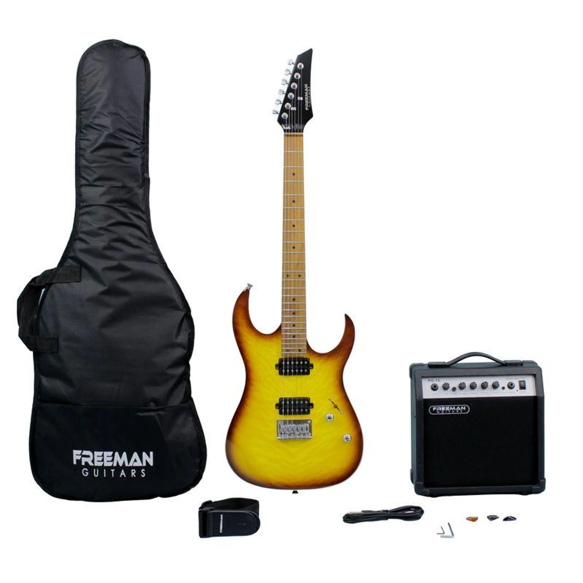 Pack de guitarra eléctrica Freeman RIFF MASTER Sunburst SRG-180F FMT