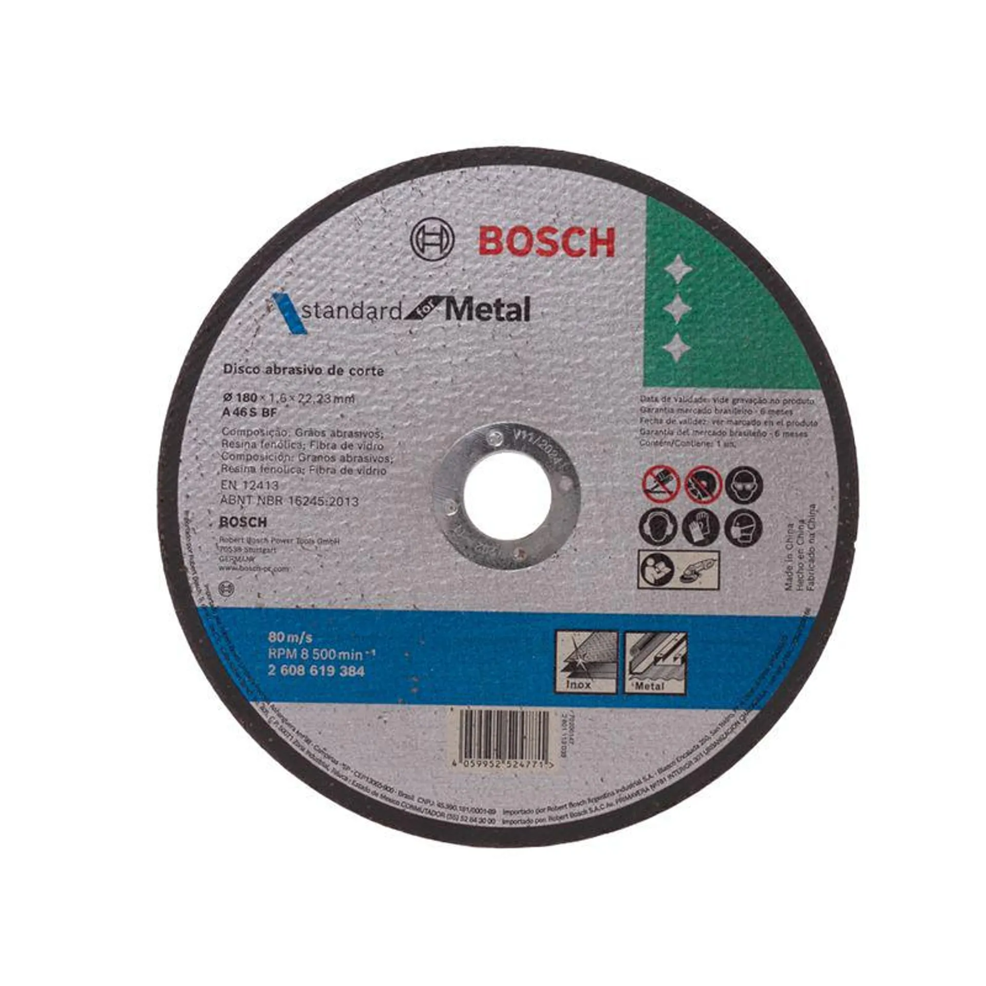 Disco de Corte para Metal 7" x 1/16" x 7/8" Acero Inoxidable Bosch