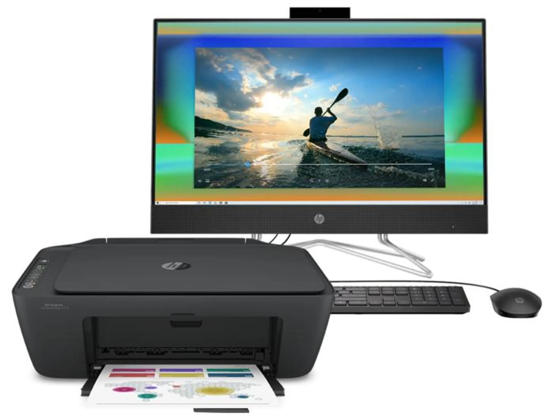 Todo-en-Uno HP 24-df1508la + Impresora HP Deskjet Ink Advantage 2774