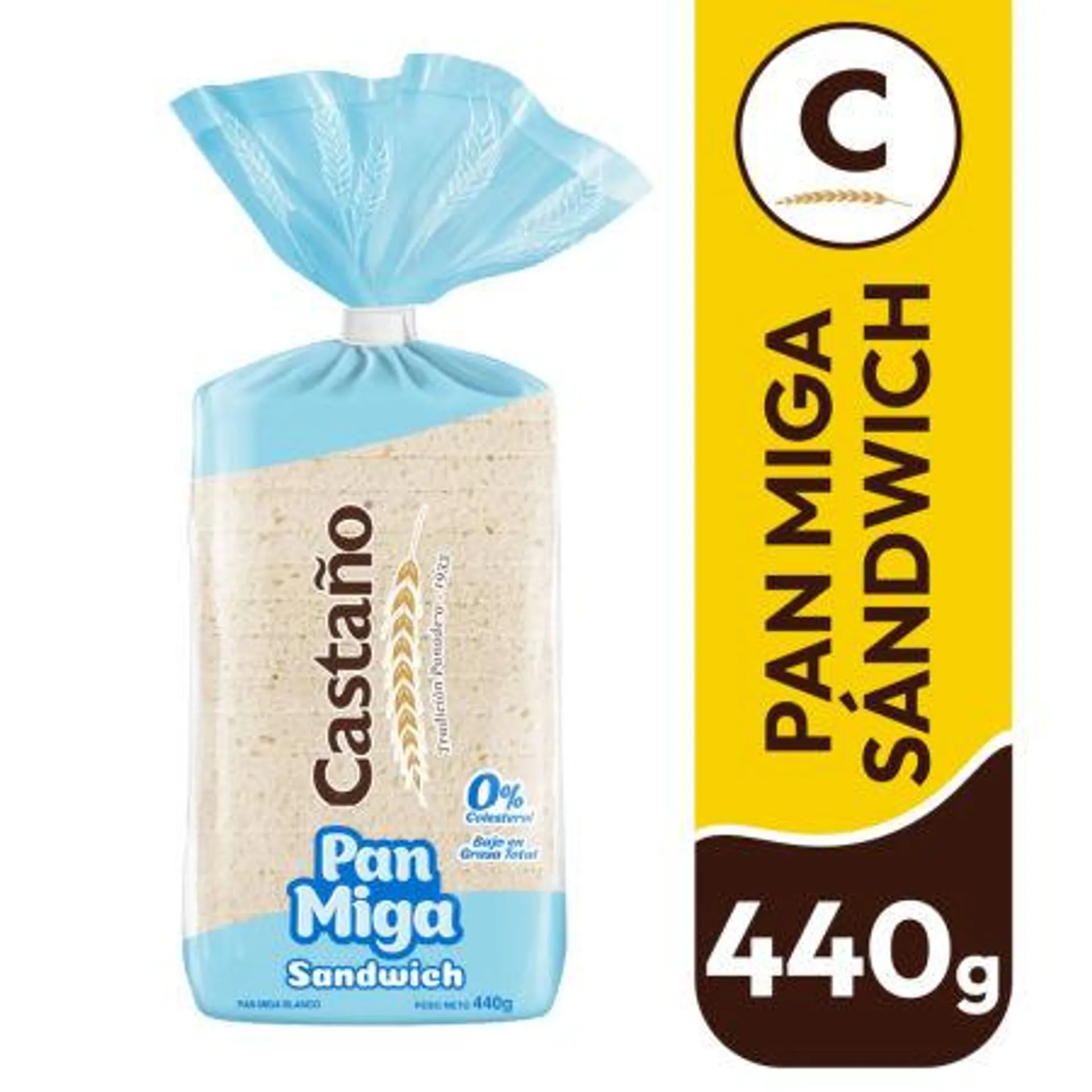 Castaño - Pan de Molde sin Orillas Miga Sándwich, 440 g