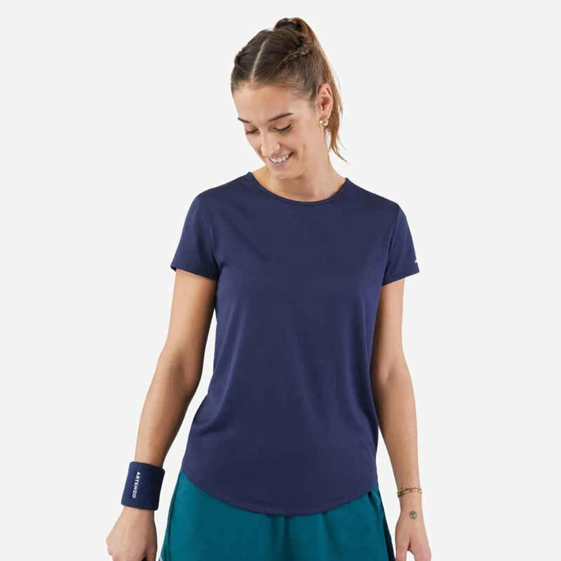 POLERA TENIS CUELLO REDONDO DRY MUJER - ESSENTIEL 100 MARINO