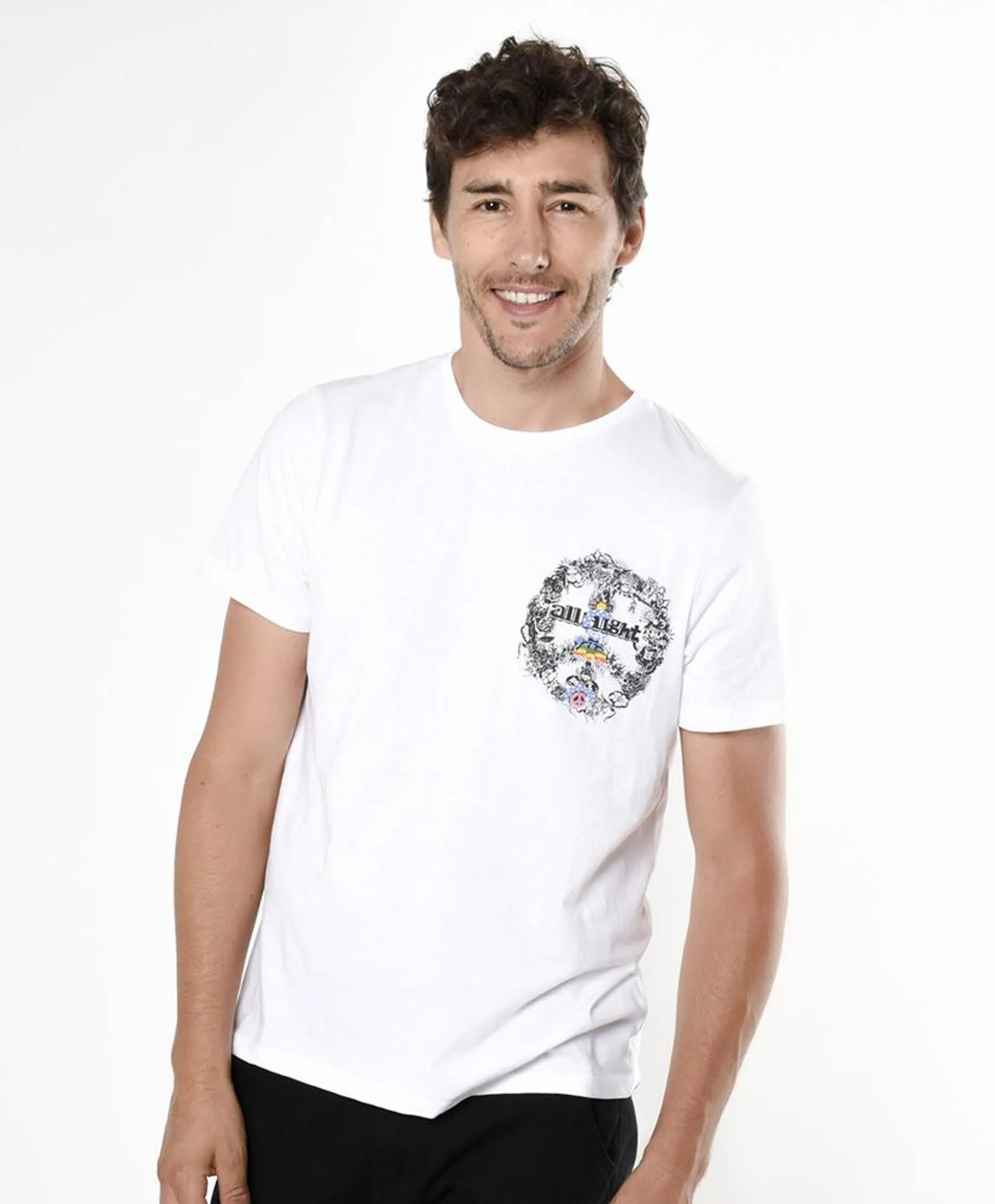 Polera hombre doble estampado paz