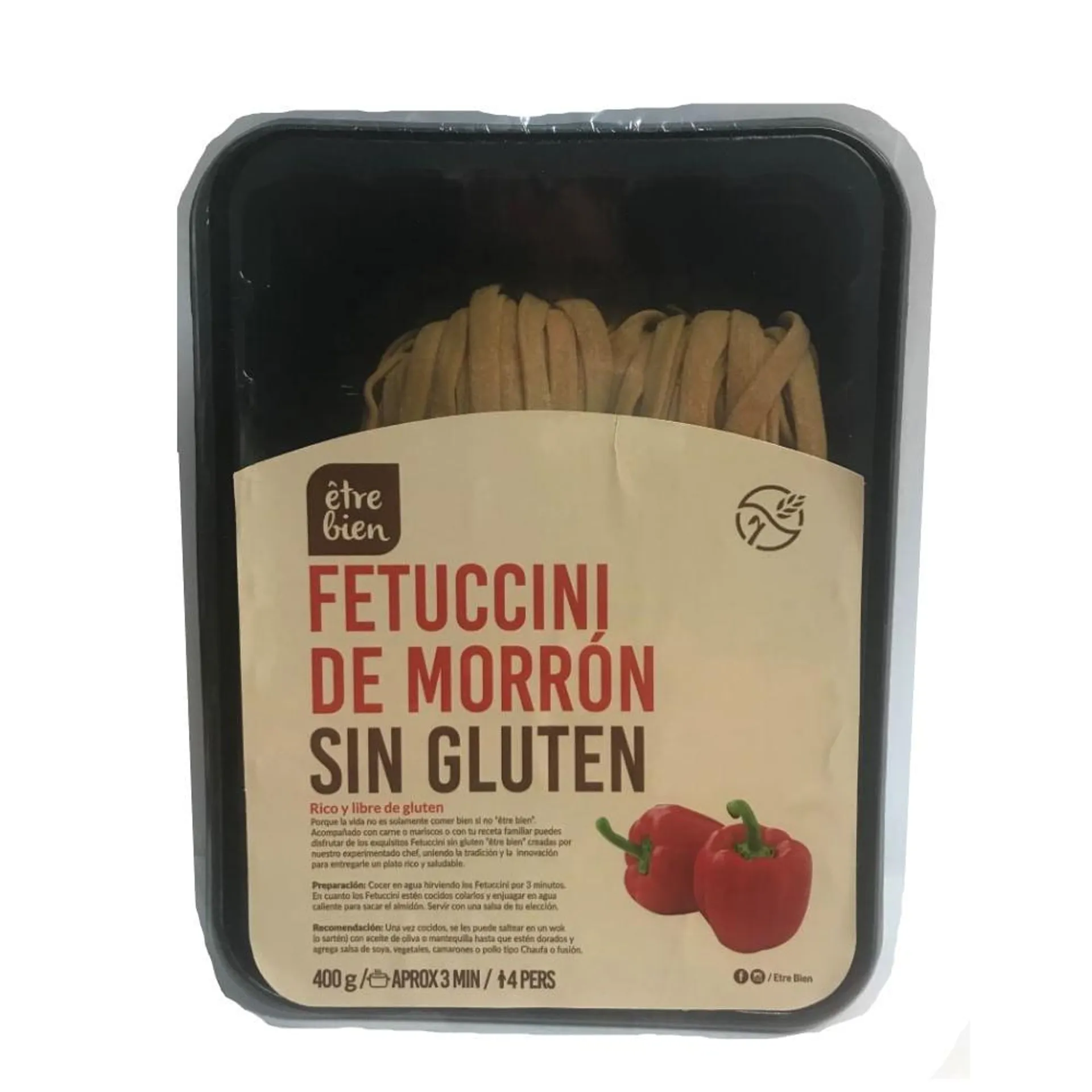 Fetuccini de morrón Etre Bien sin gluten bandeja 400 g