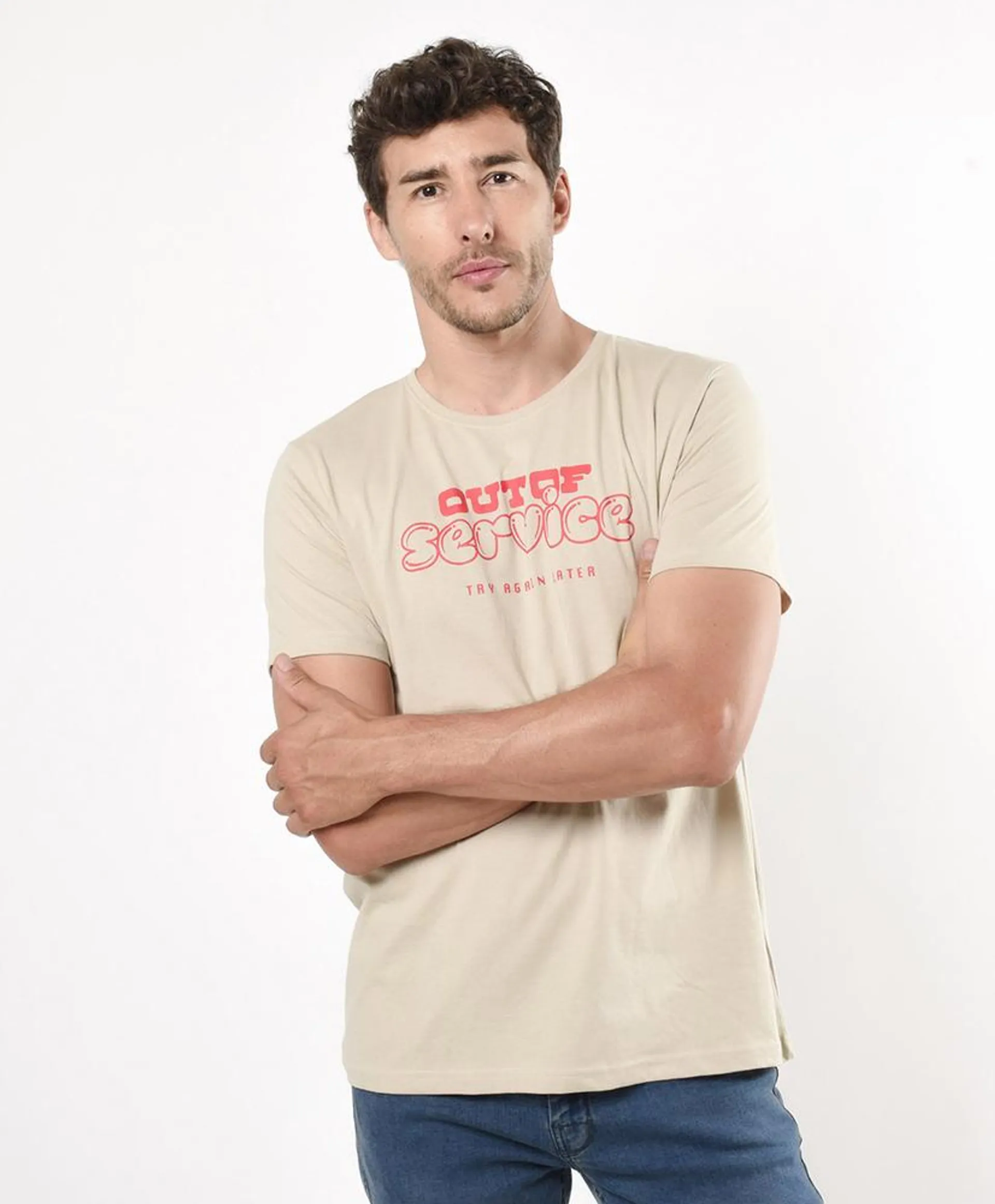 Polera hombre estampado frase