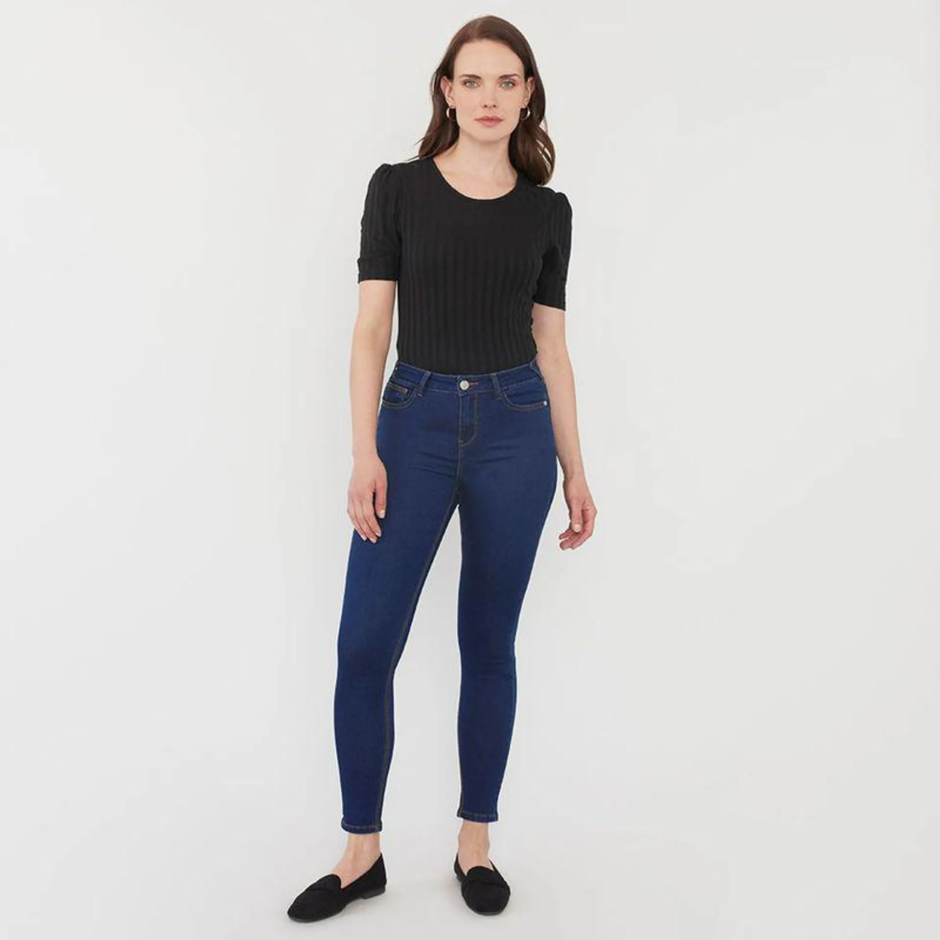Jeans Mujer Skinny Push Up Azul Oscuro