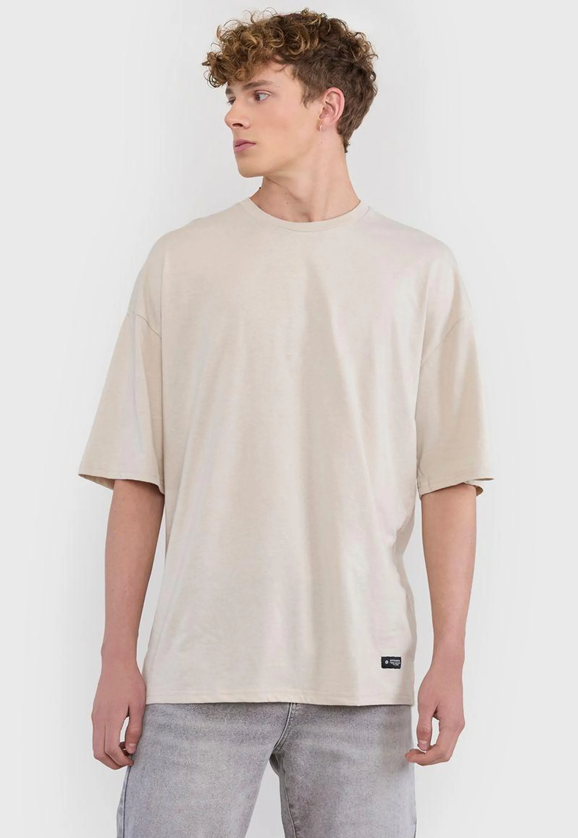 Polera Hombre Extra Loose Ecru Lisa