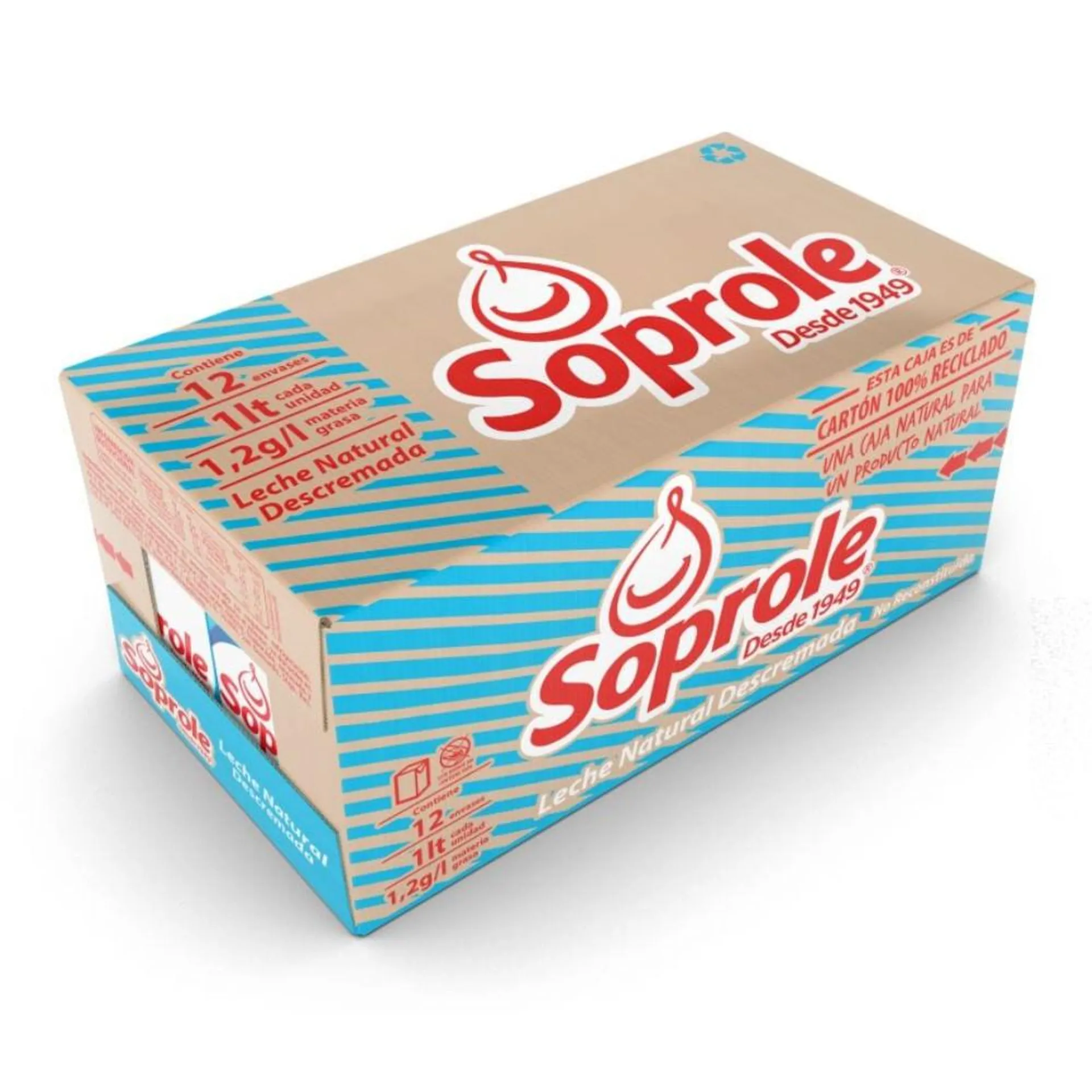 Pack Leche descremada Soprole 12 un de 1 L