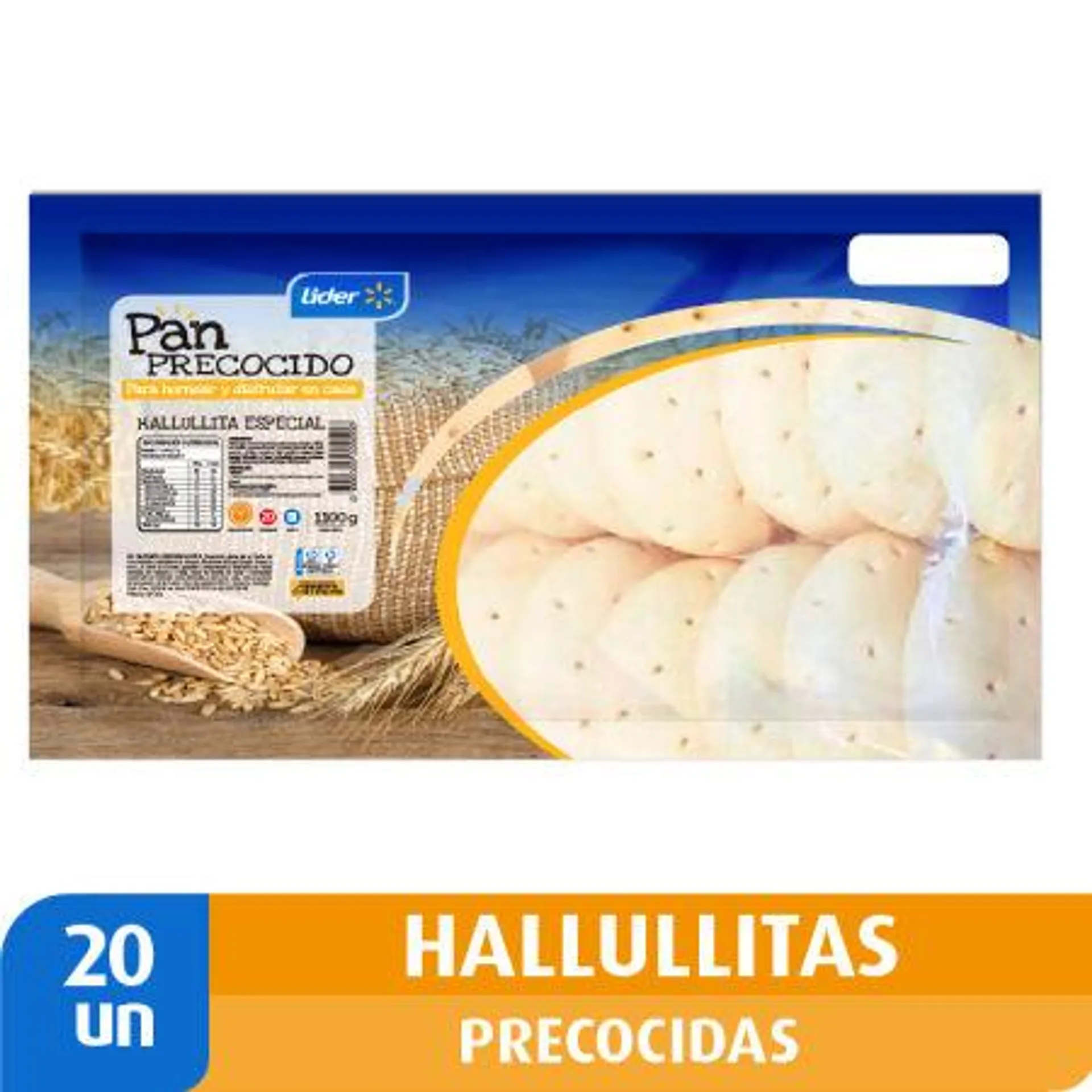 Lider - Pan Precocido Hallullita Atm, 1100 g