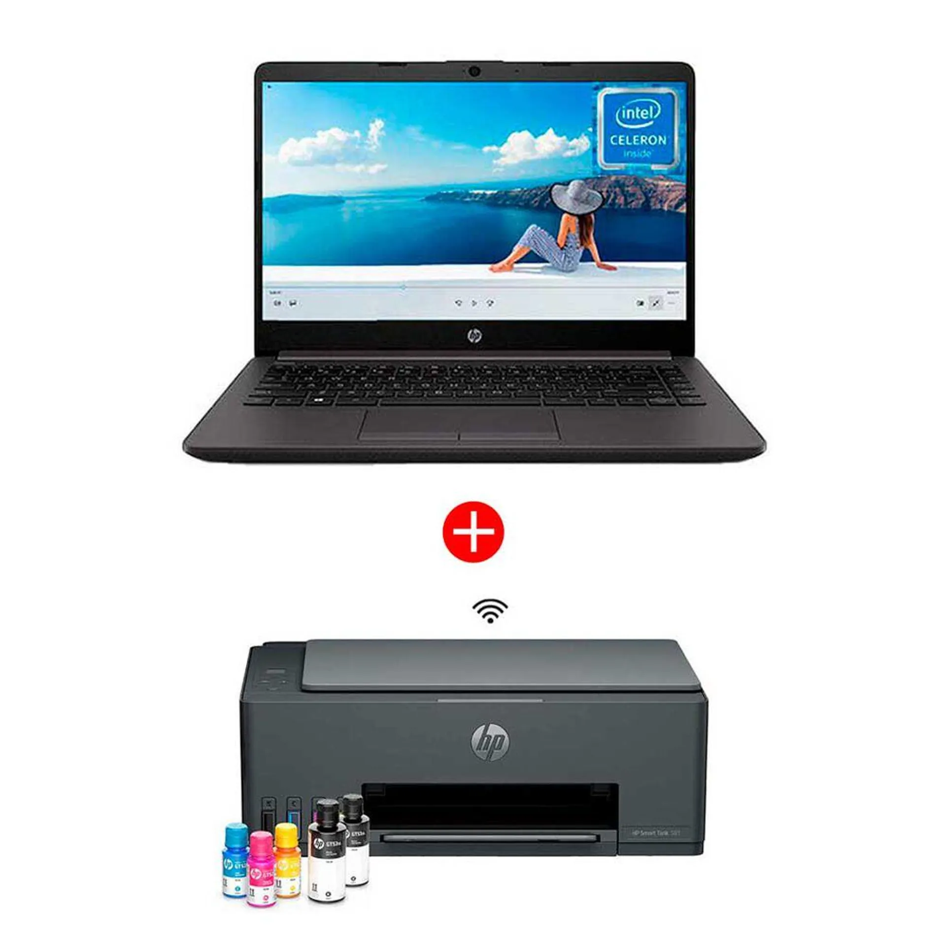 Combo Notebook HP 240 G9 Celeron 8GB 256GB SSD 14" + Multifuncional Smart Tank 581 Wifi