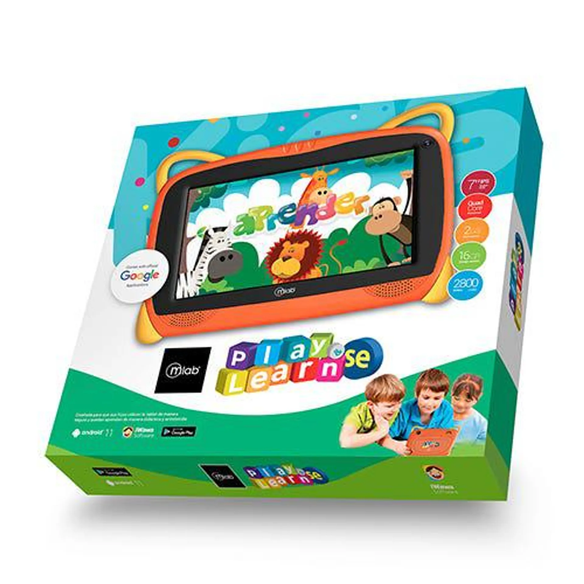Tablet Kids Play & Learn Se, 7 Pulgadas, Quad Core, 2GB RAM,  16 GB Almacenamiento Naranjo