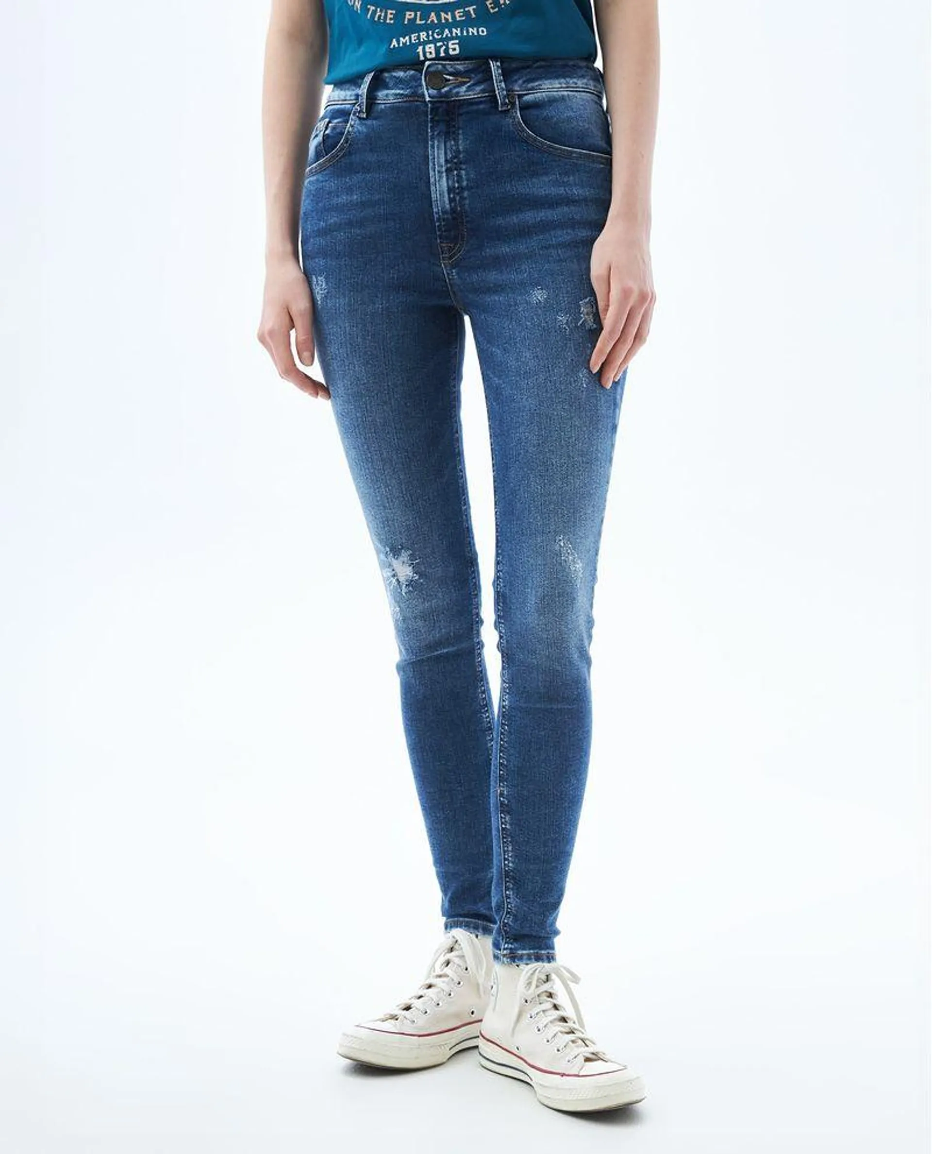 Jean Jegging tiro alto para mujer