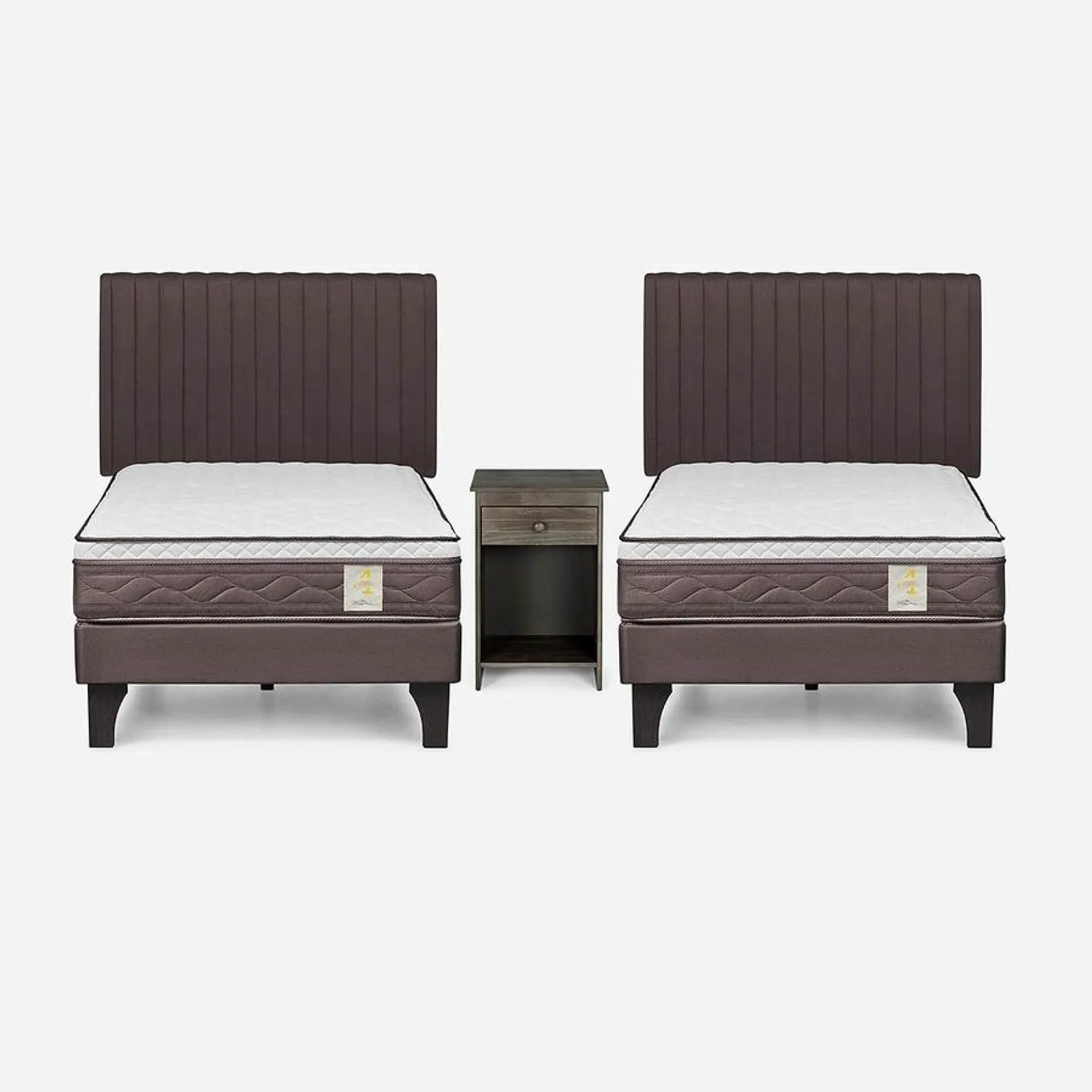 Cama Duplex New Style 4 Plus 1 Plaza + Respaldo Lucio y Velador Tabor