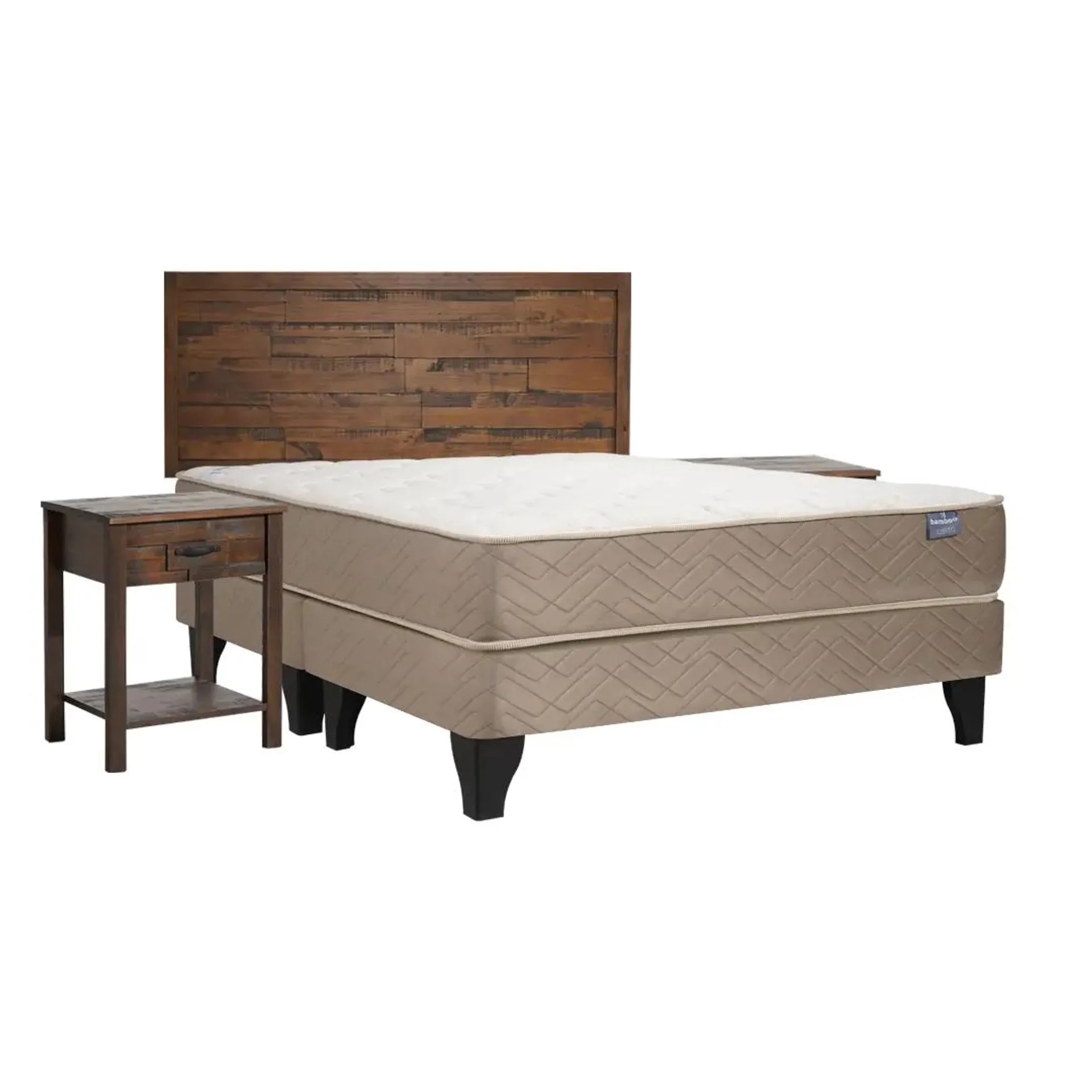 Cama Europea Bamboo 2 Plazas Base Dividida 150 x 190 cm + Set Country