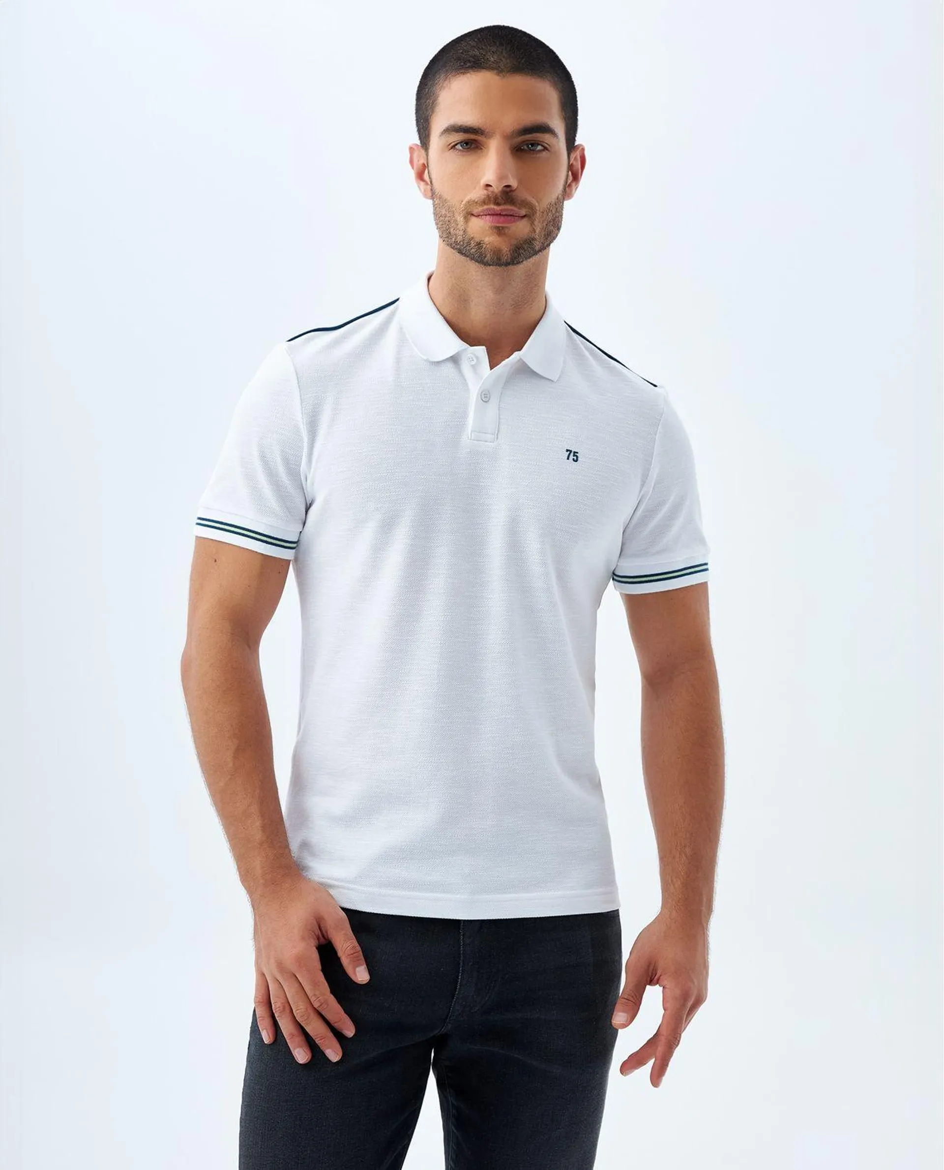 Polo slim con cuello tejido para hombre