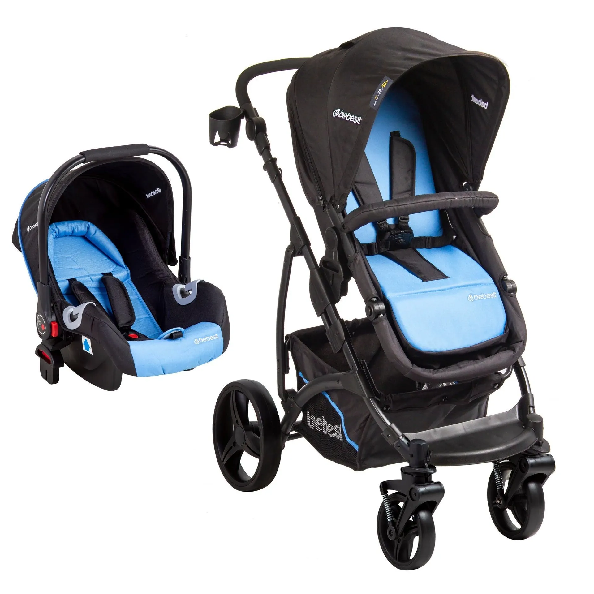 Coche Cuna Travel System Explorer Negro Azul