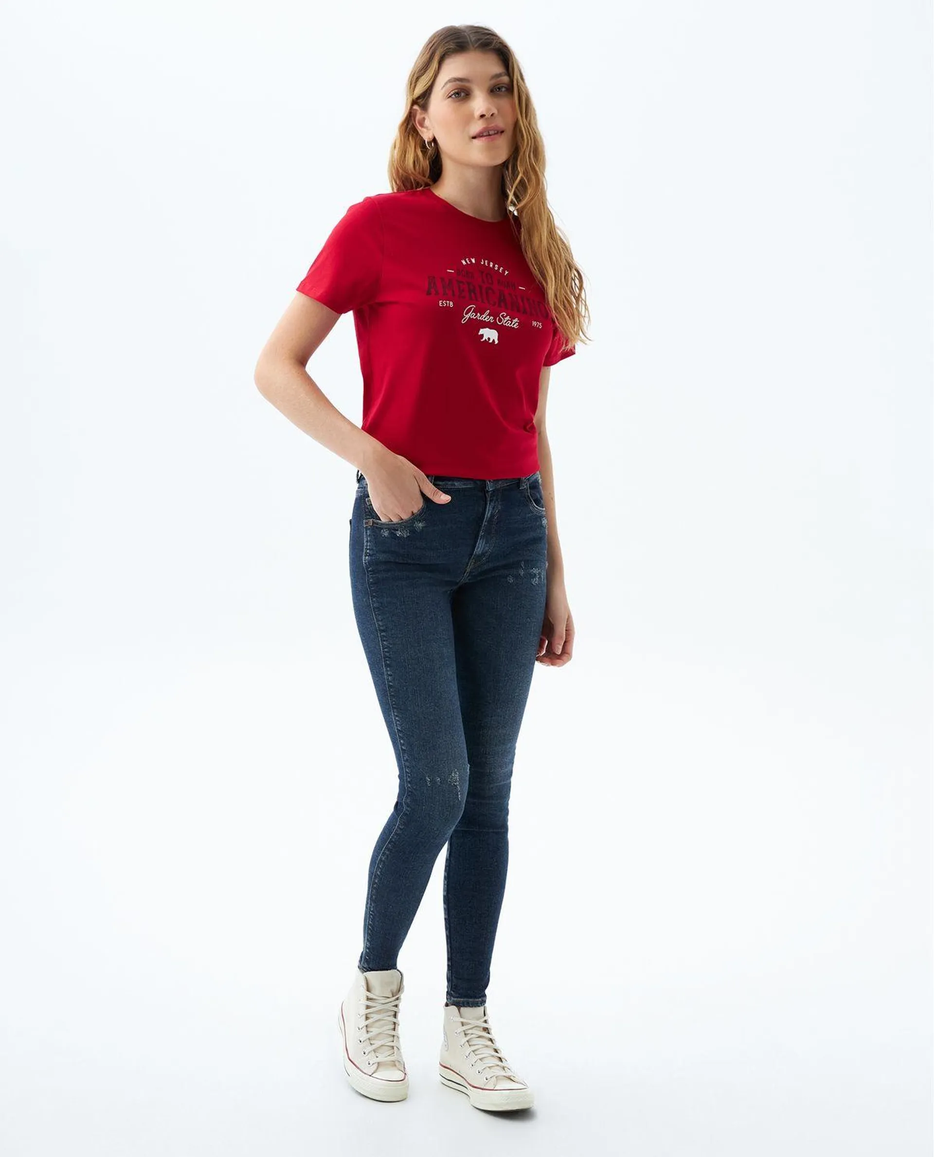 Jean Jegging con tallones para mujer