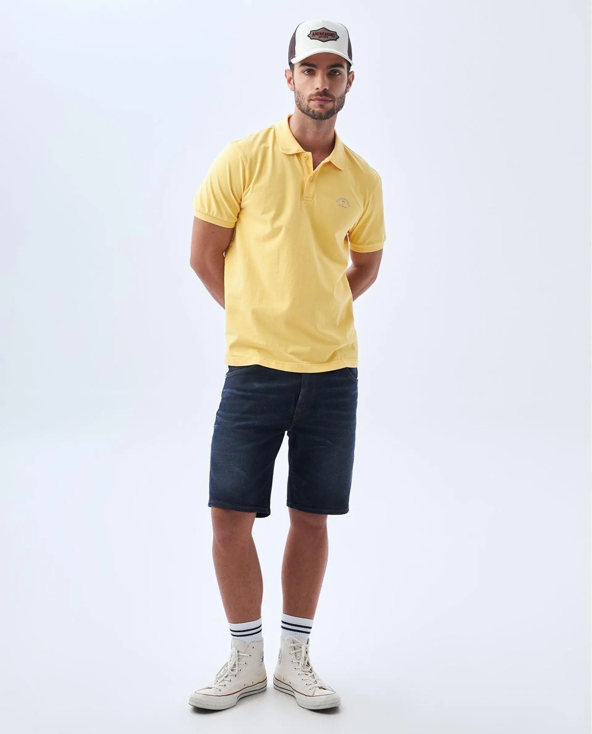 Polo con cuello tejido para hombre