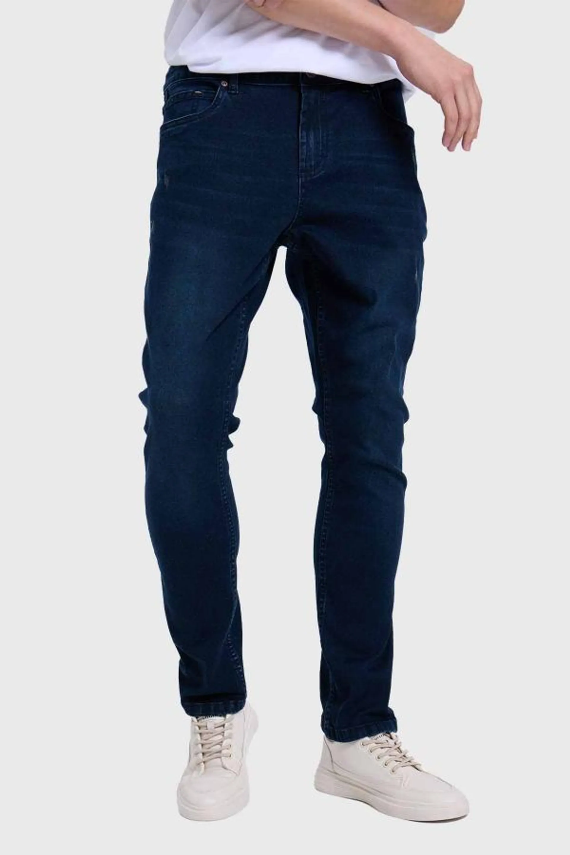 Jeans hombre rotura bolsillo azul oscuro