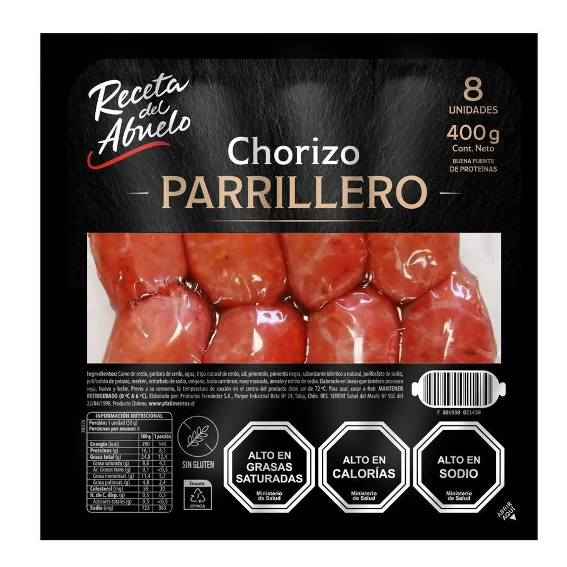 Chorizo Parrillero Receta del Abuelo 400 g