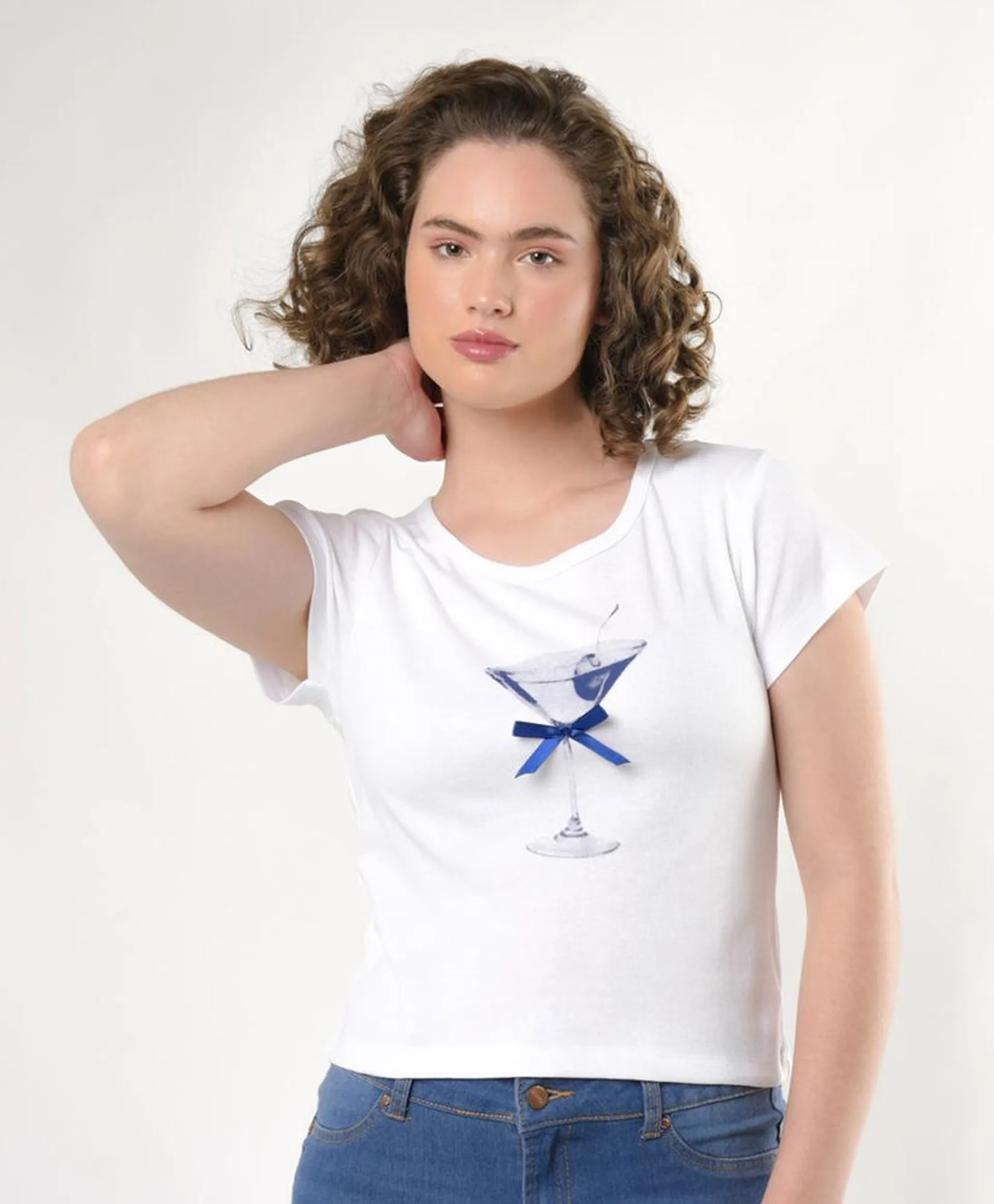 Polera mujer estampado coctel