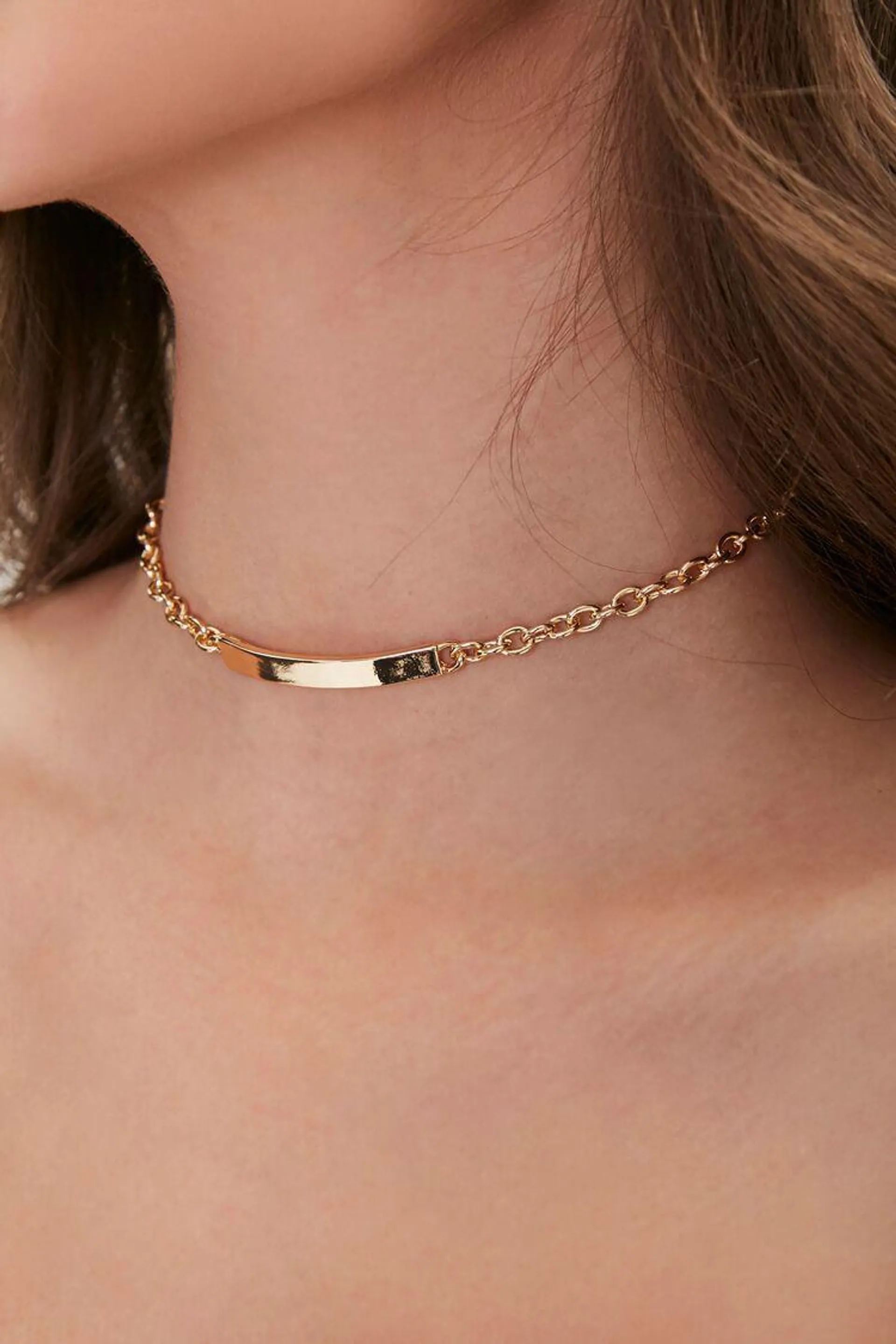 Bar Pendant Choker Necklace - Gold