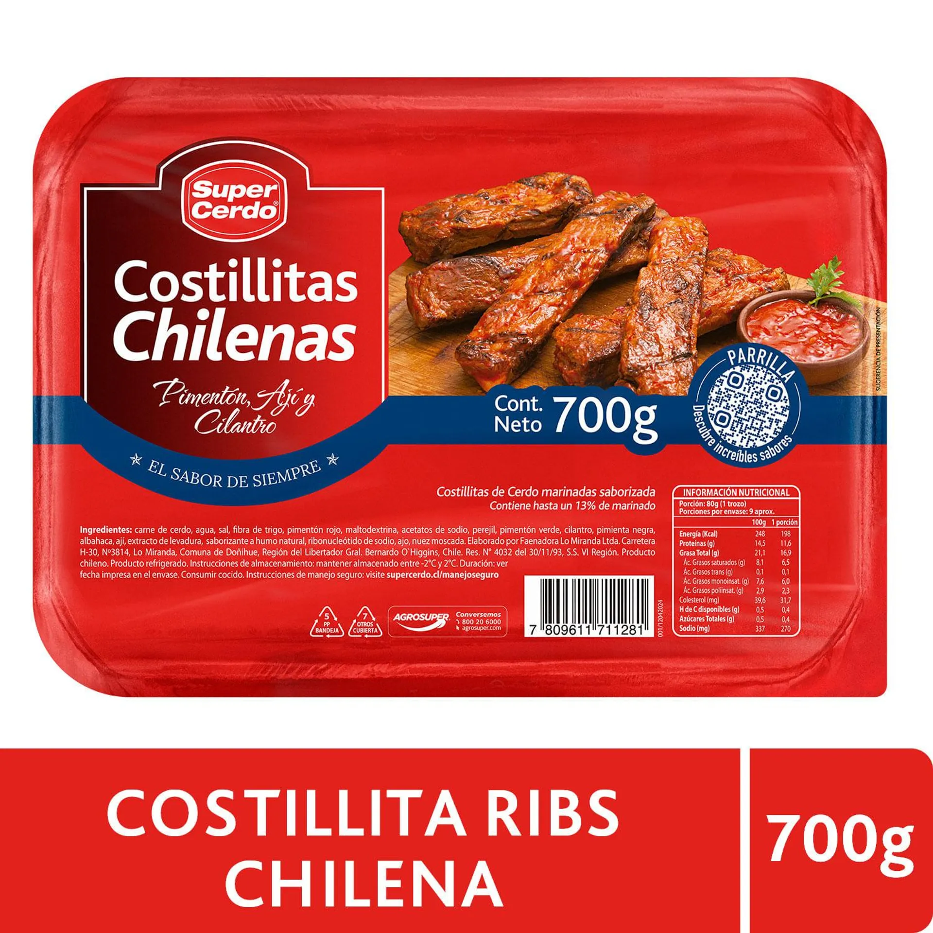 Costillitas Super Cerdo A La Chilena 700 g