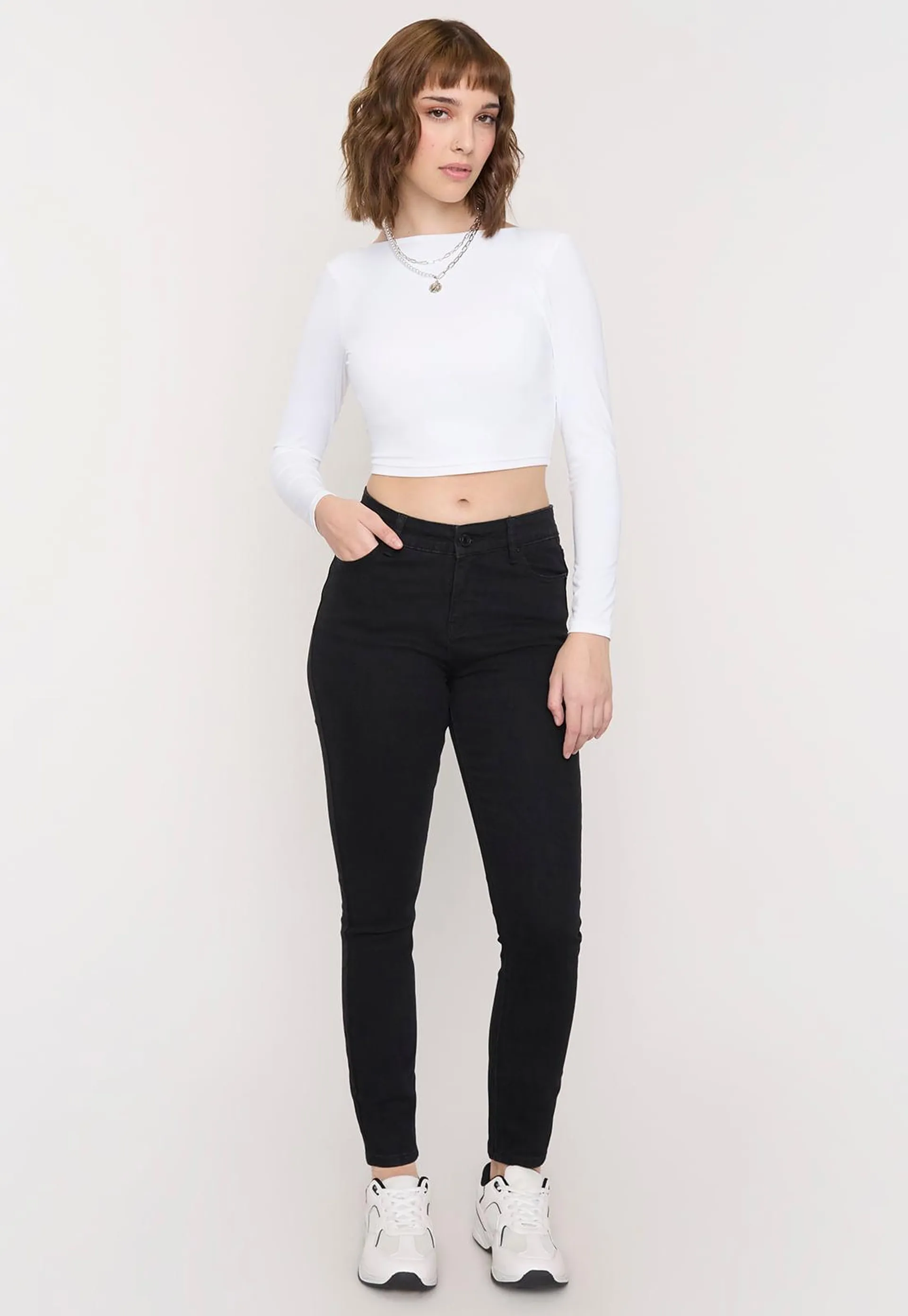 Jeans Mujer Negro Básico Skinny 5 Bolsillos