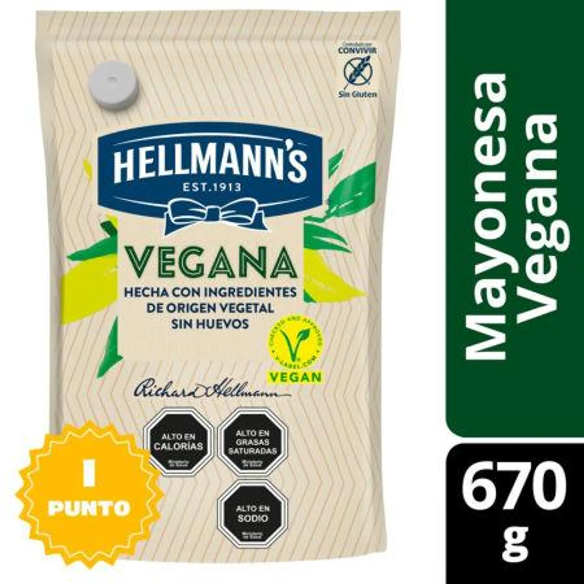 Hellmann's - Mayonesa Vegana Doypack, 670 g