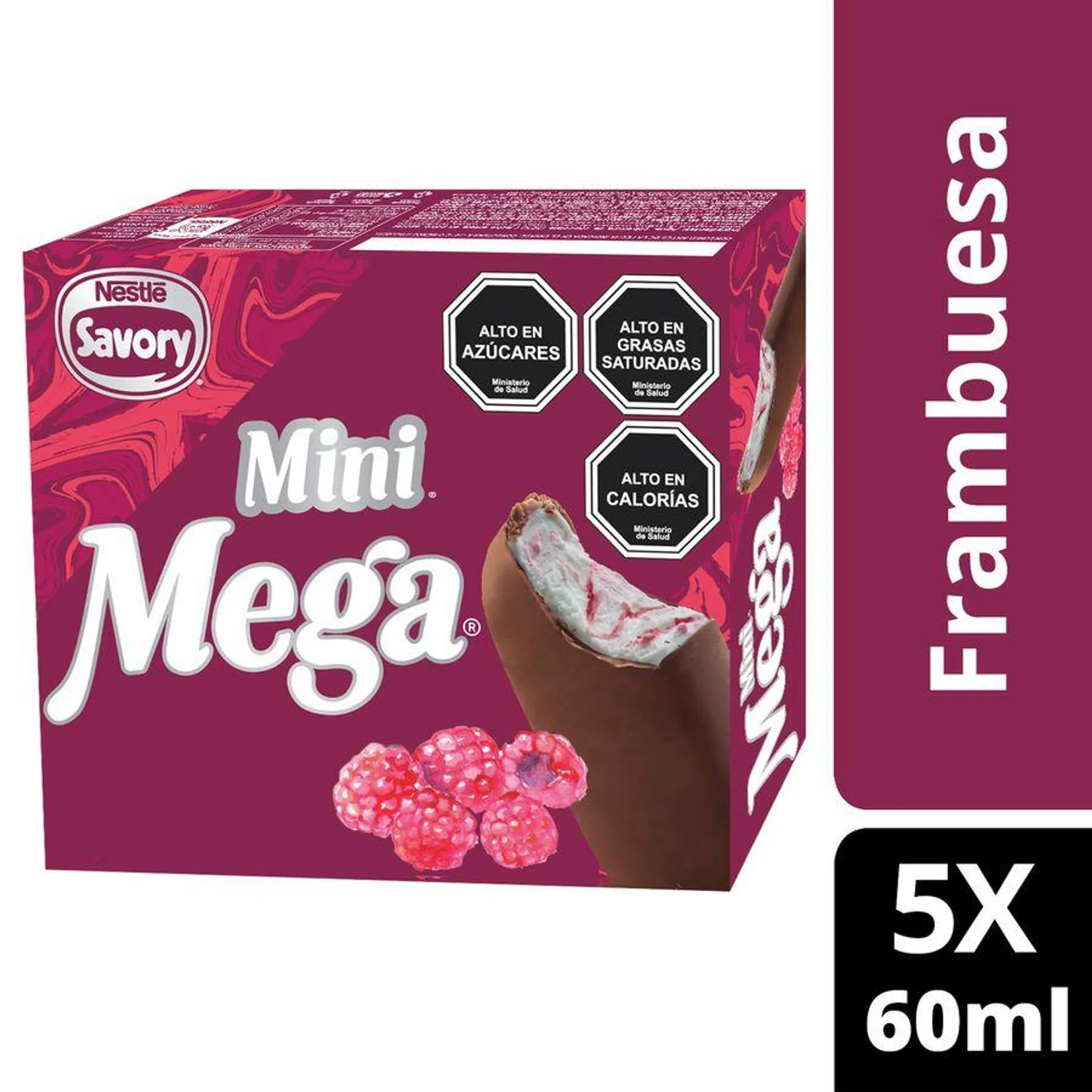 Helado Mega Mini Frambuesa Multipack 60 ml 5 un.