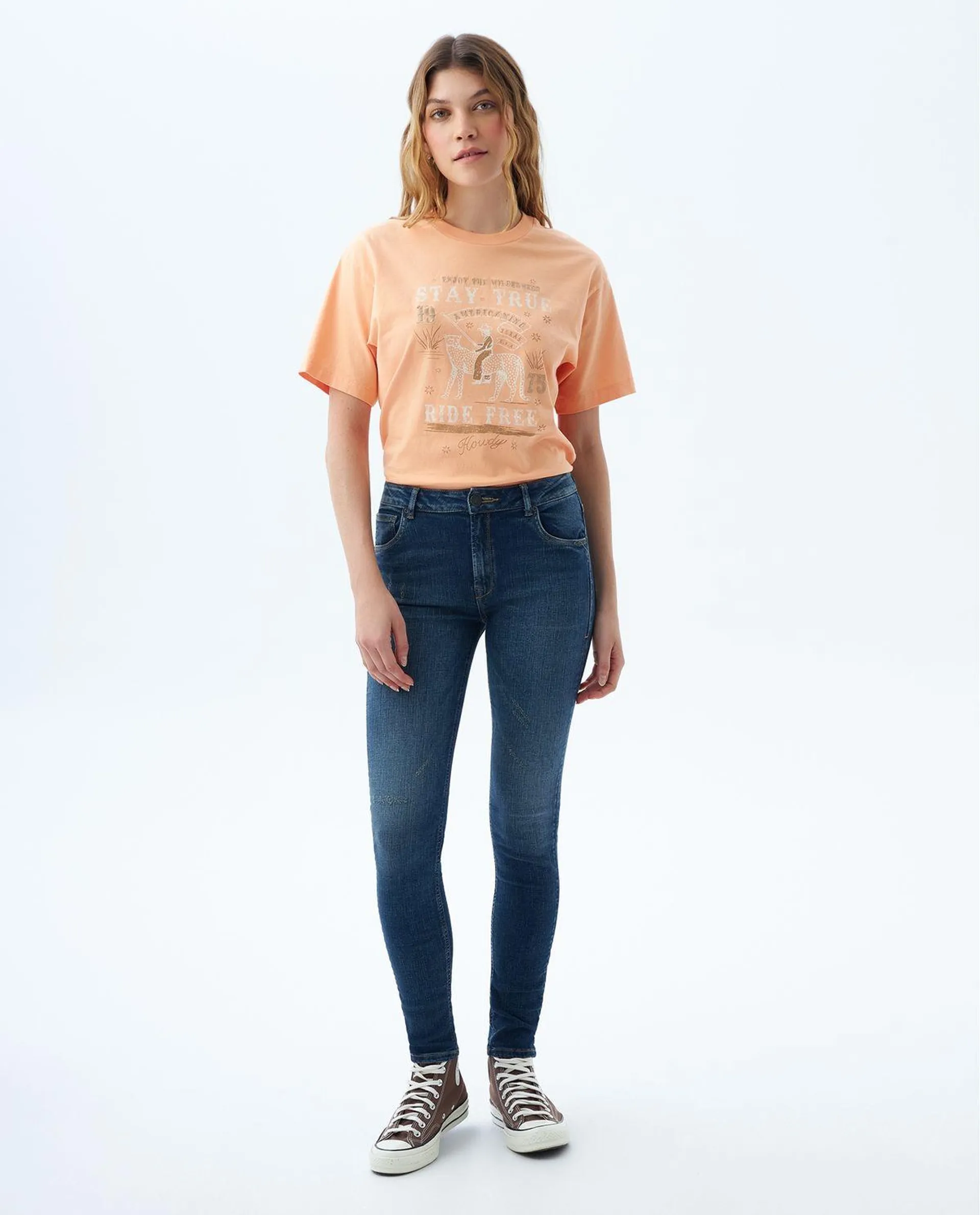 Jean Jegging con desgastes para mujer