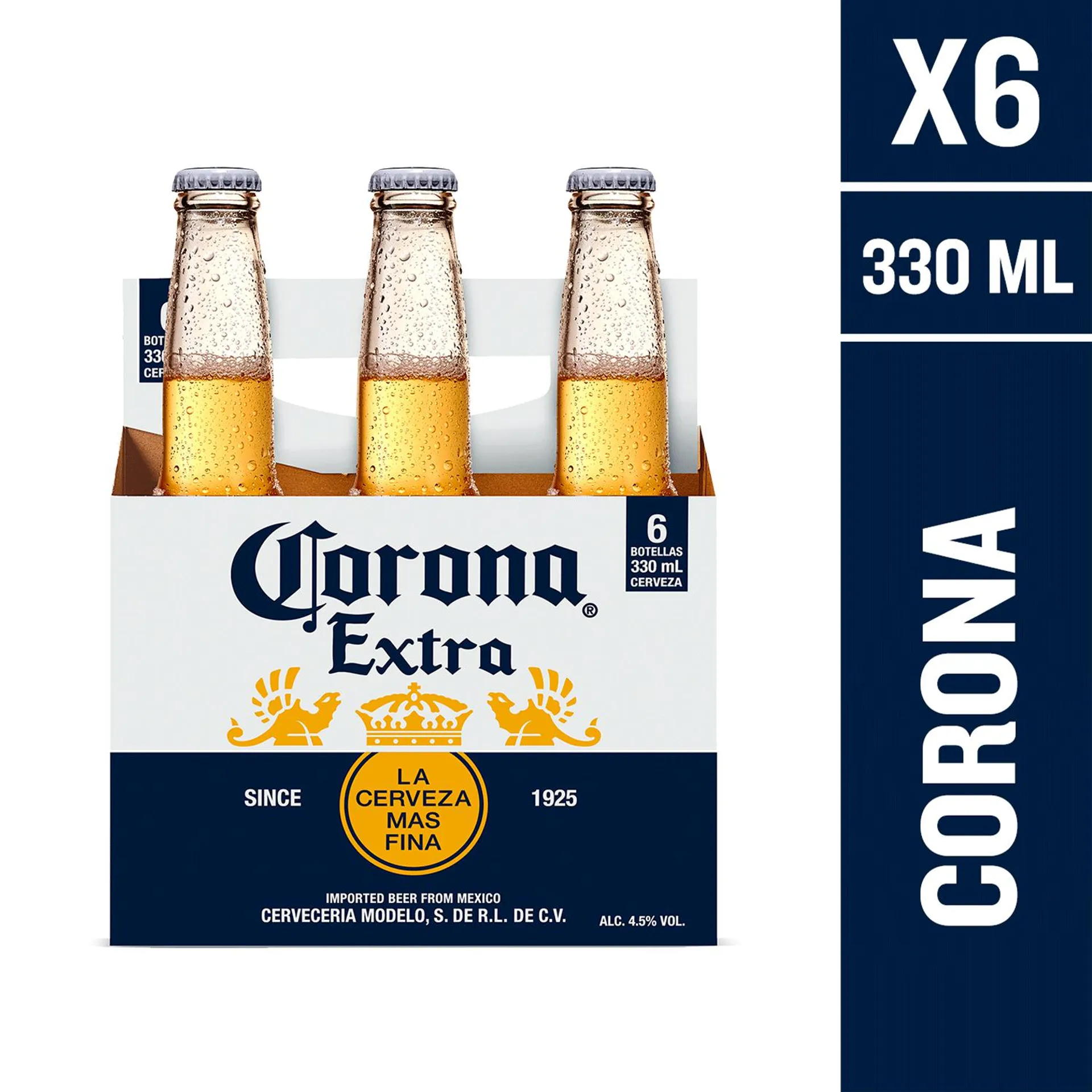 Pack 6 un. Cerveza Corona Rubia botella 330 cc