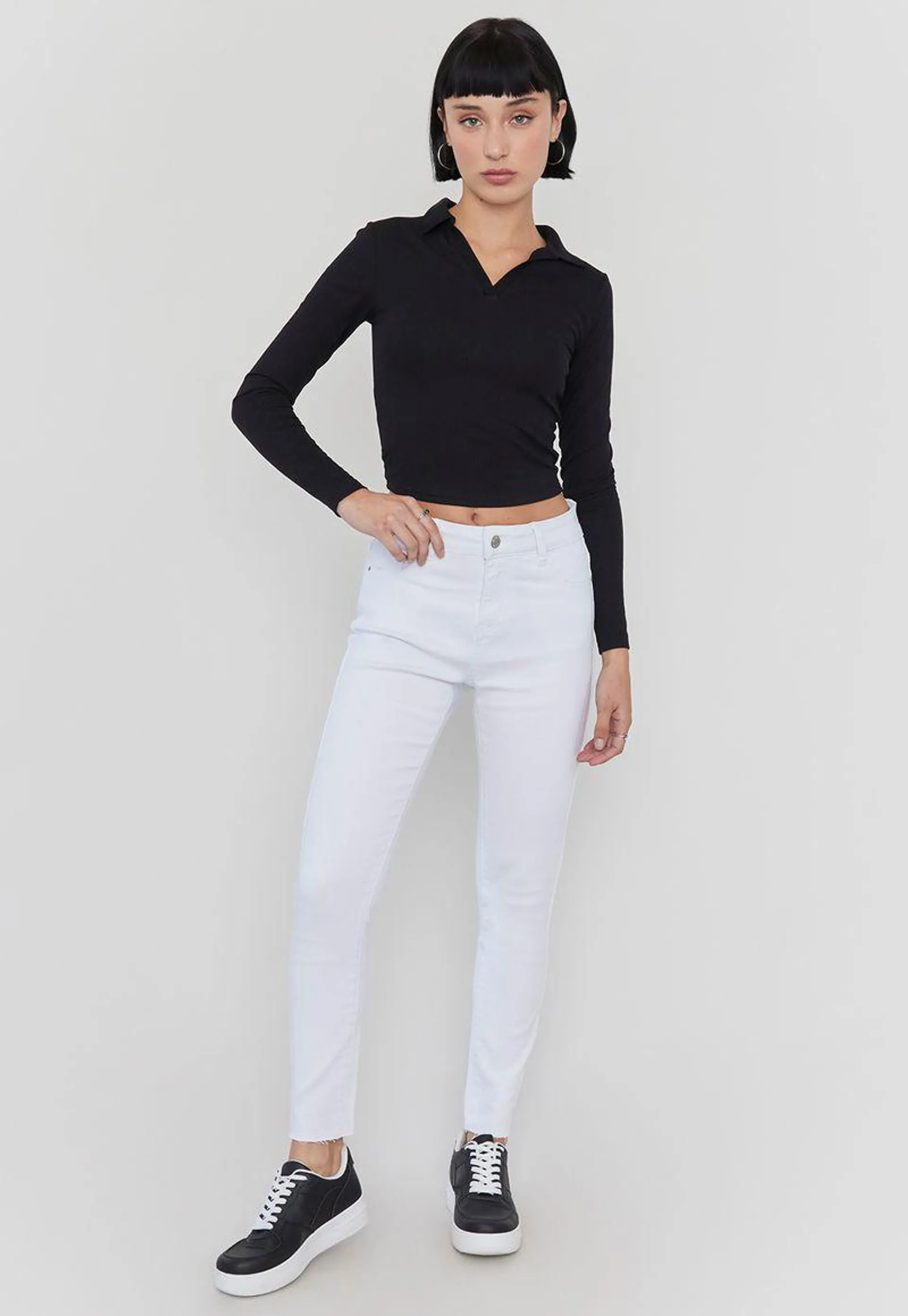 Jeans Mujer Skynny Blanco Básico