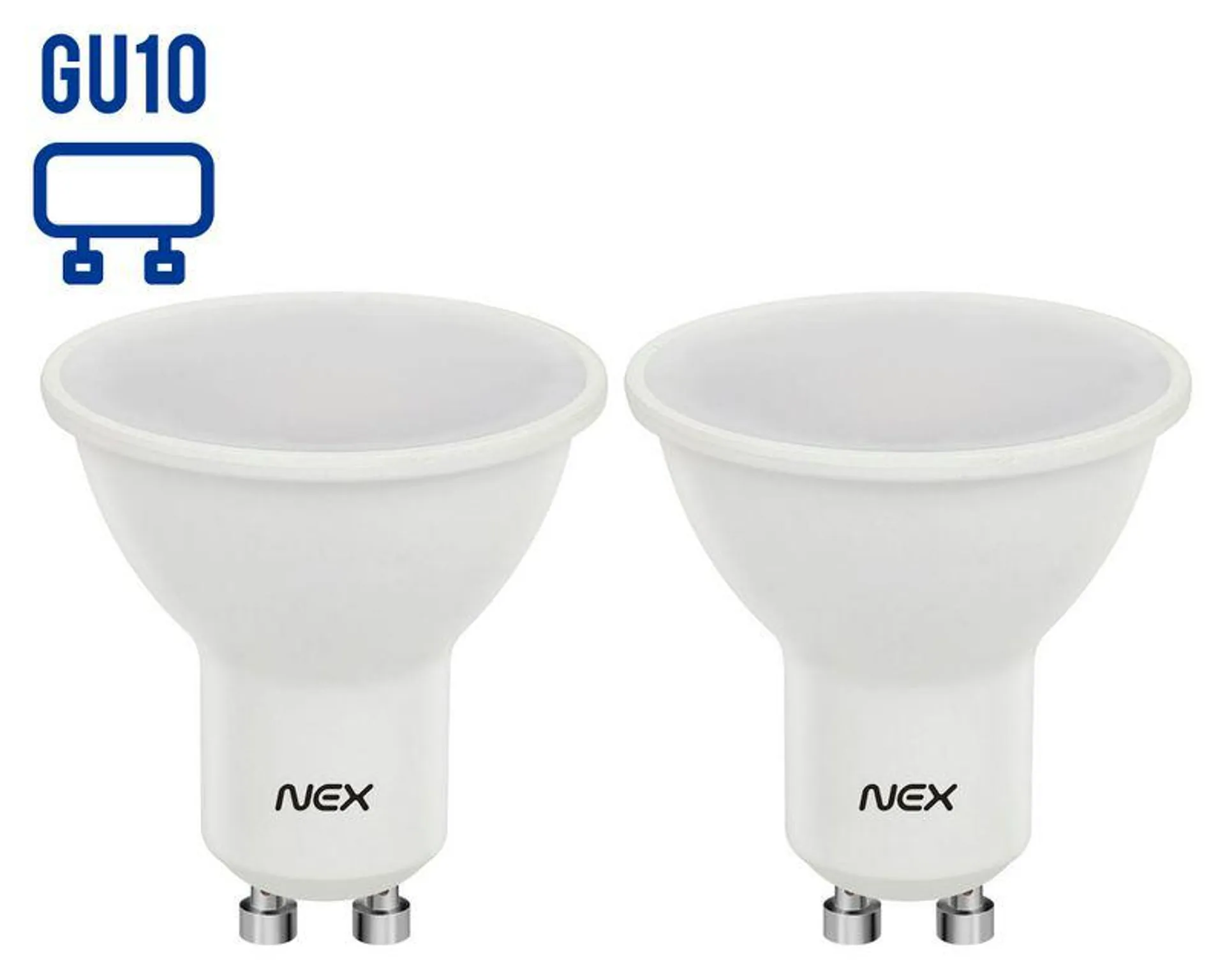 Ampolleta LED 7W GU10 luz cálida 2 unidades Nex