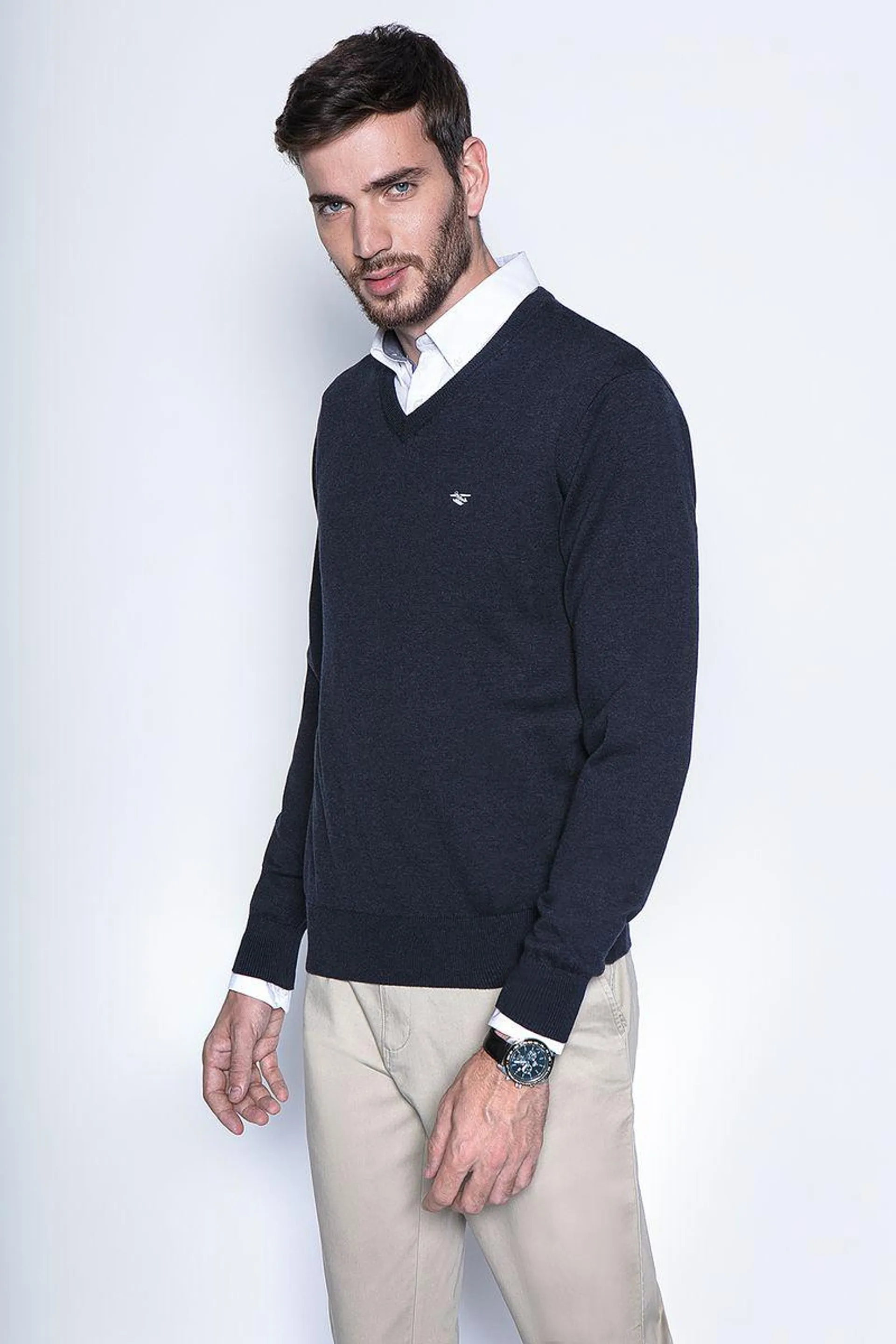 Melange Sweater Smart Casual L/S Navy