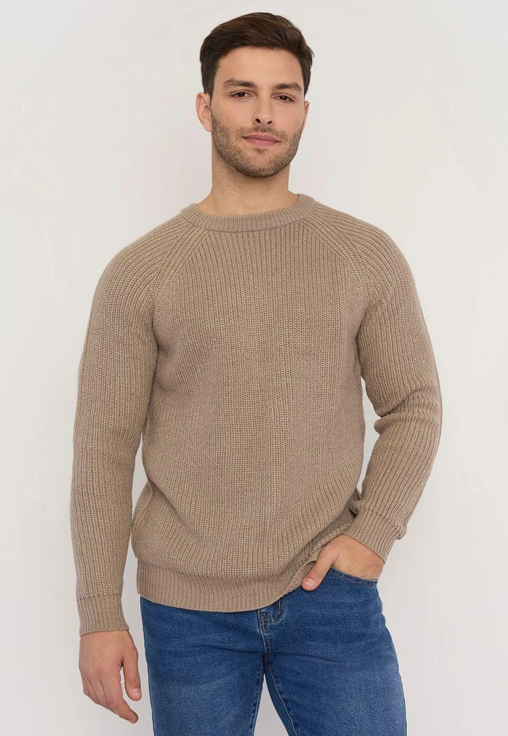 Sweater Hombre Clásico Ecru R-Neck