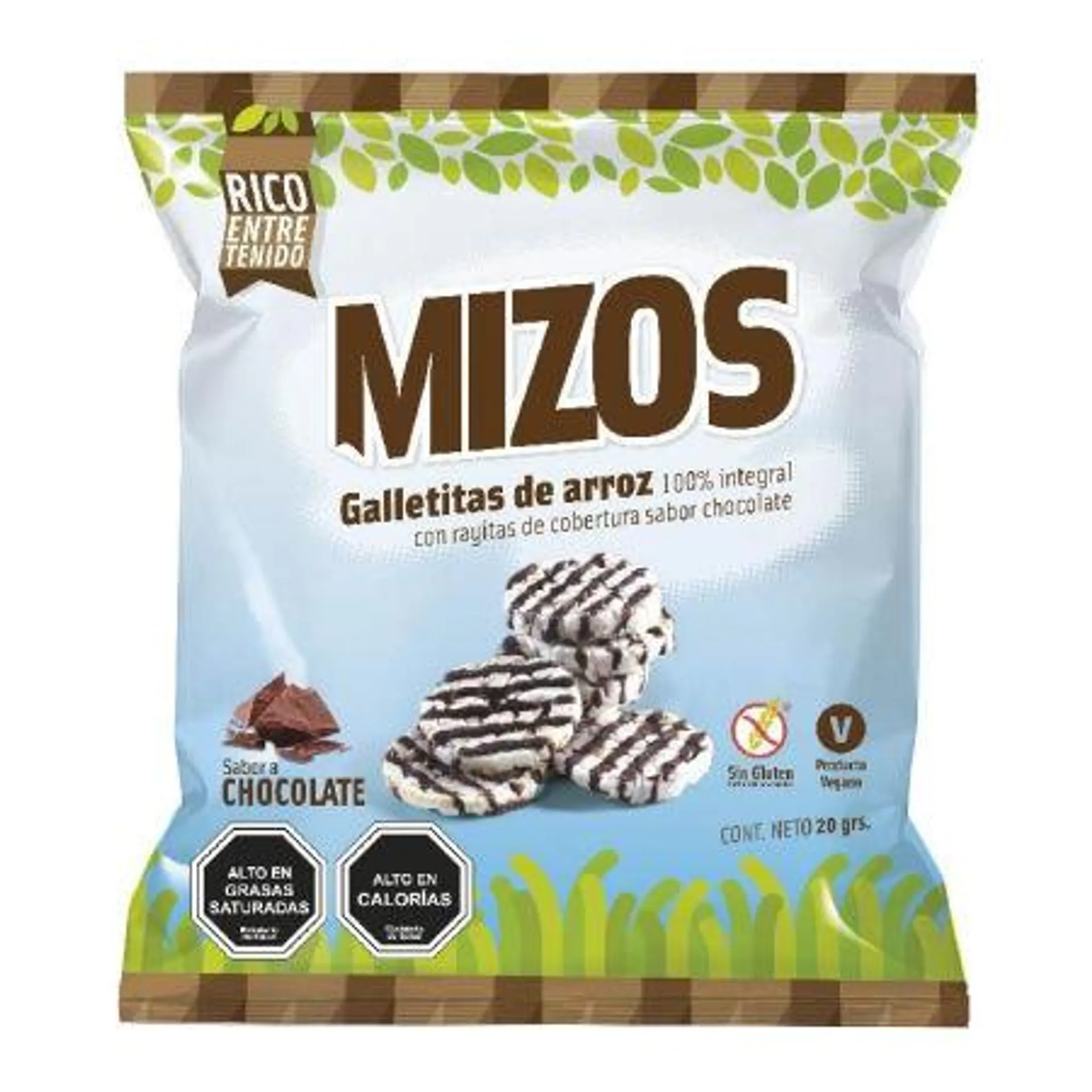 Mizos - Galletas de arroz Mizos chocolate, 20 g