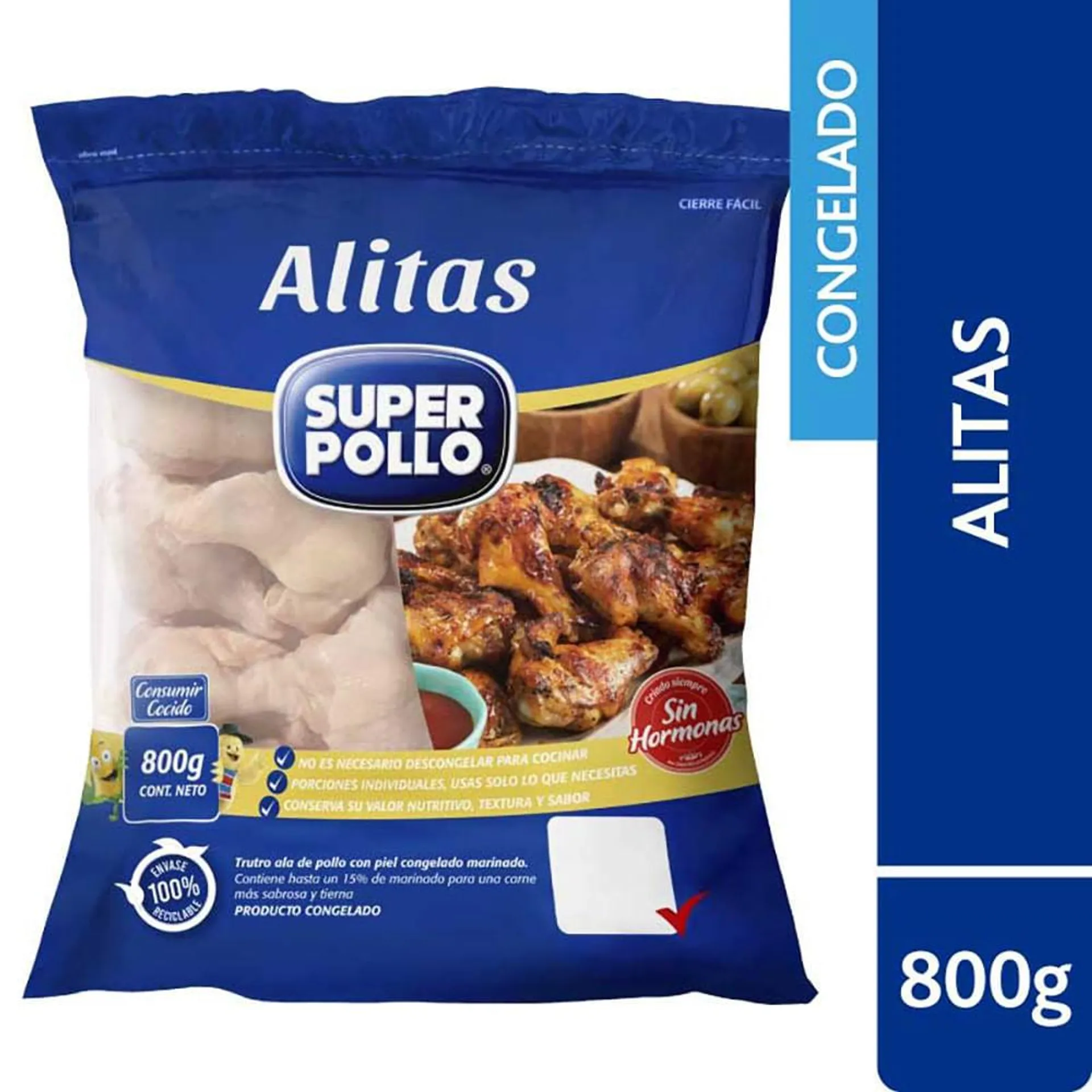 Alitas tuto de pollo Super Pollo congelado 800 g