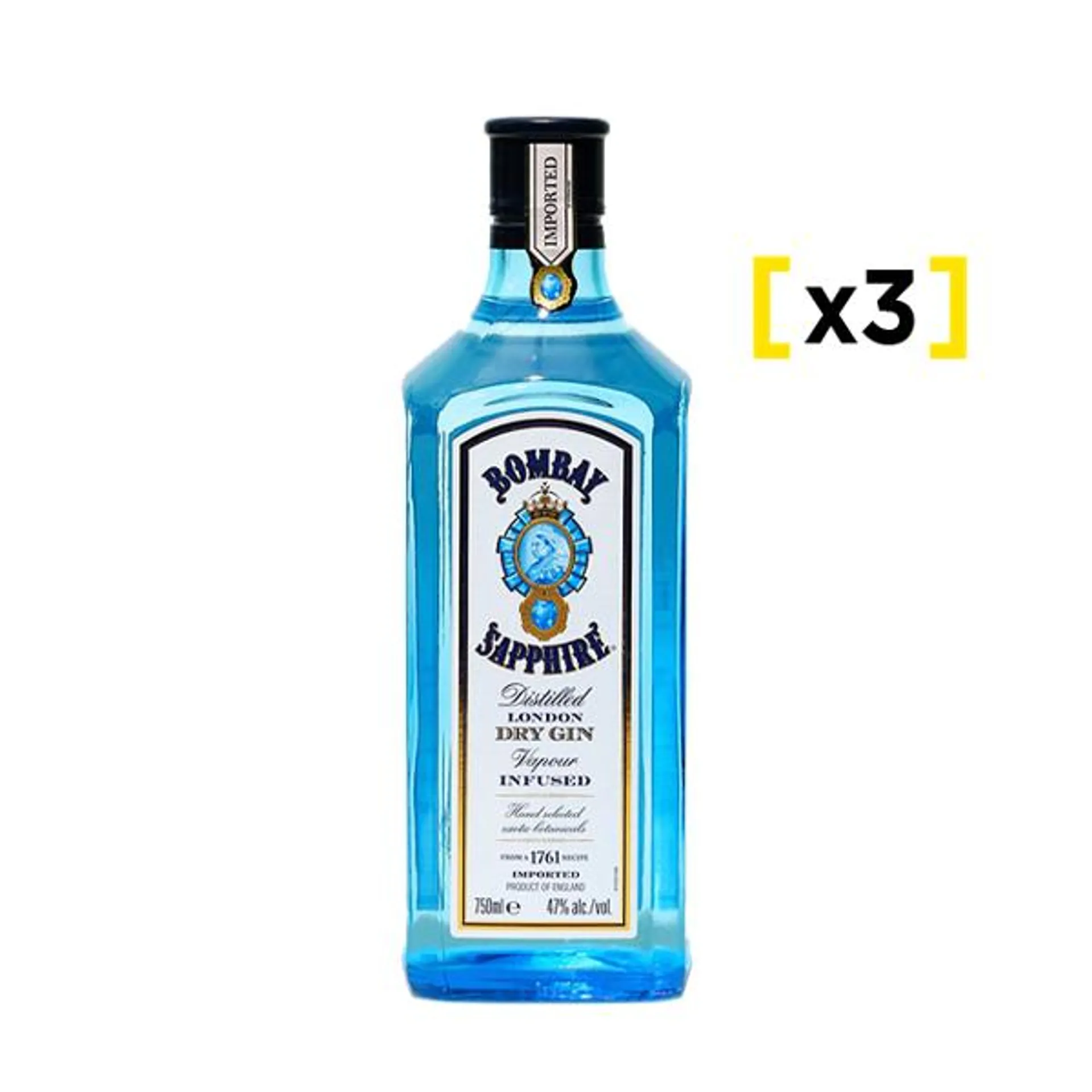 Gin Bombay Sapphire 750 CC x3