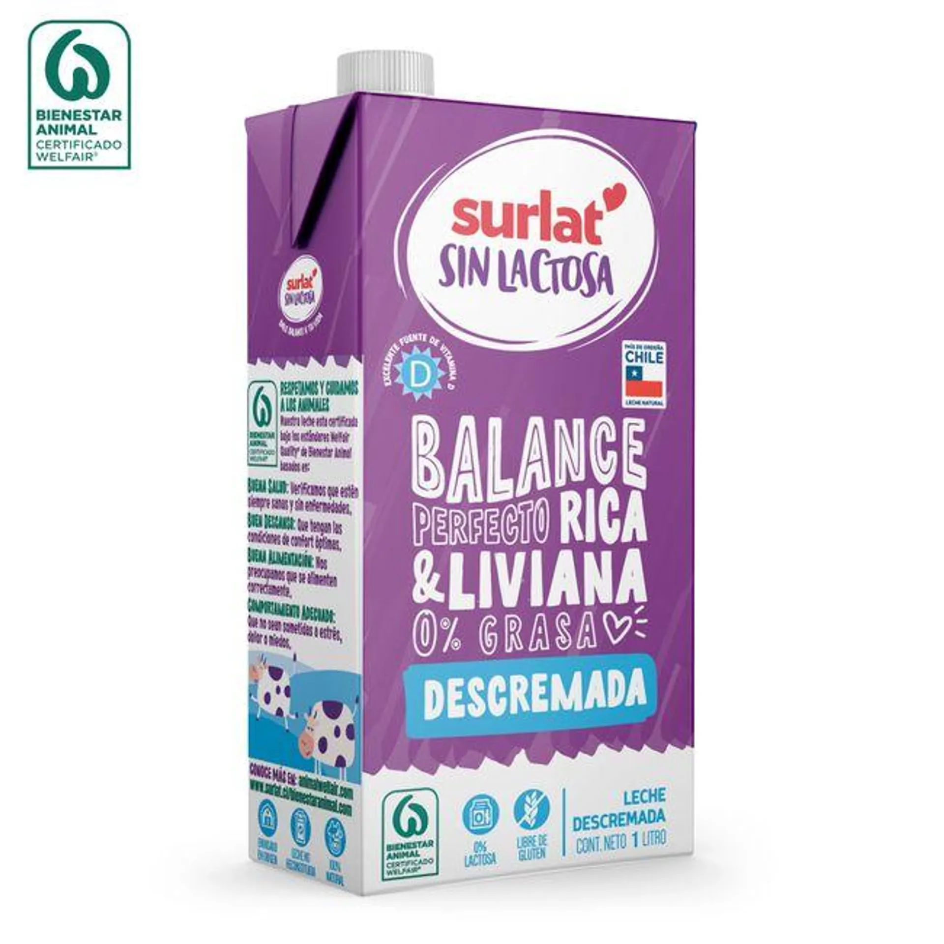 Leche Surlat Descremada Sin Lactosa 1 L