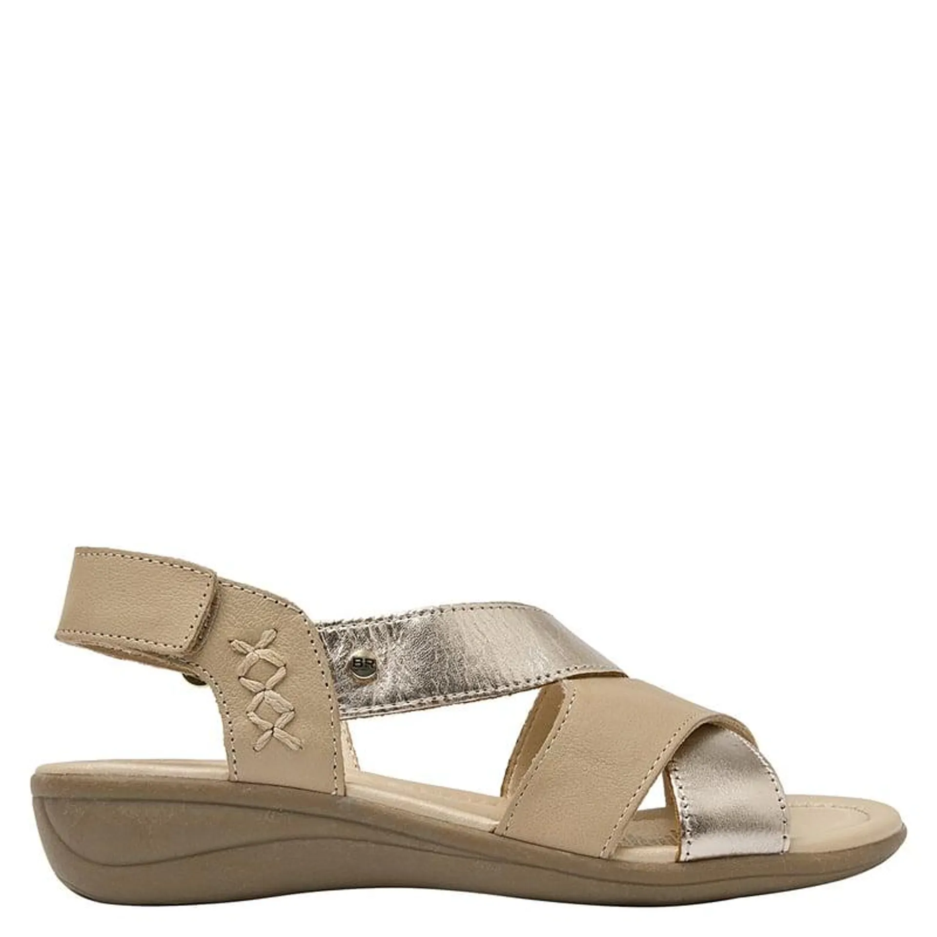 Sandalia Mujer Cuero Beige Bruno Rossi