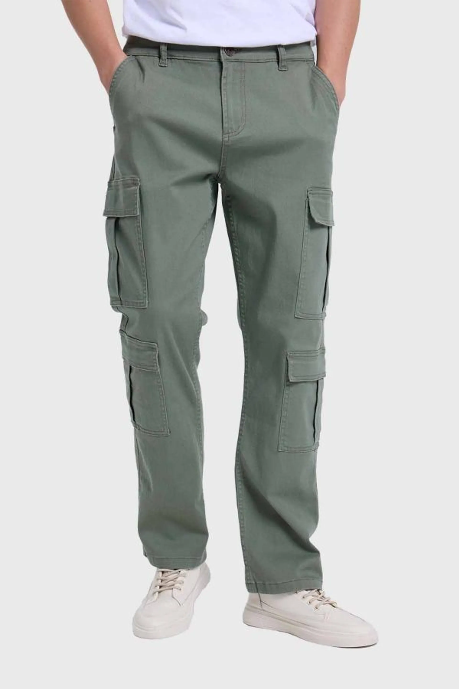 Jeans hombre slim lavado verde militar