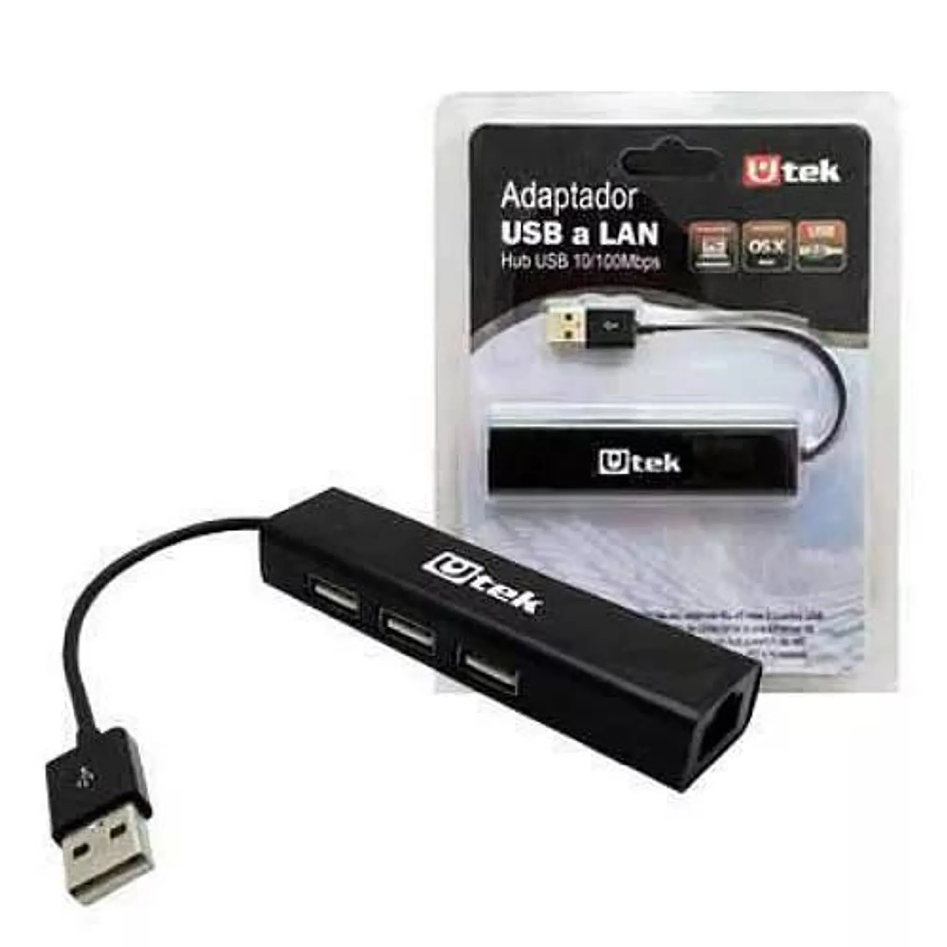 Adaptador USB 2.0 a Ethernet con 3 HUB USB 2.0 UT-USLAN