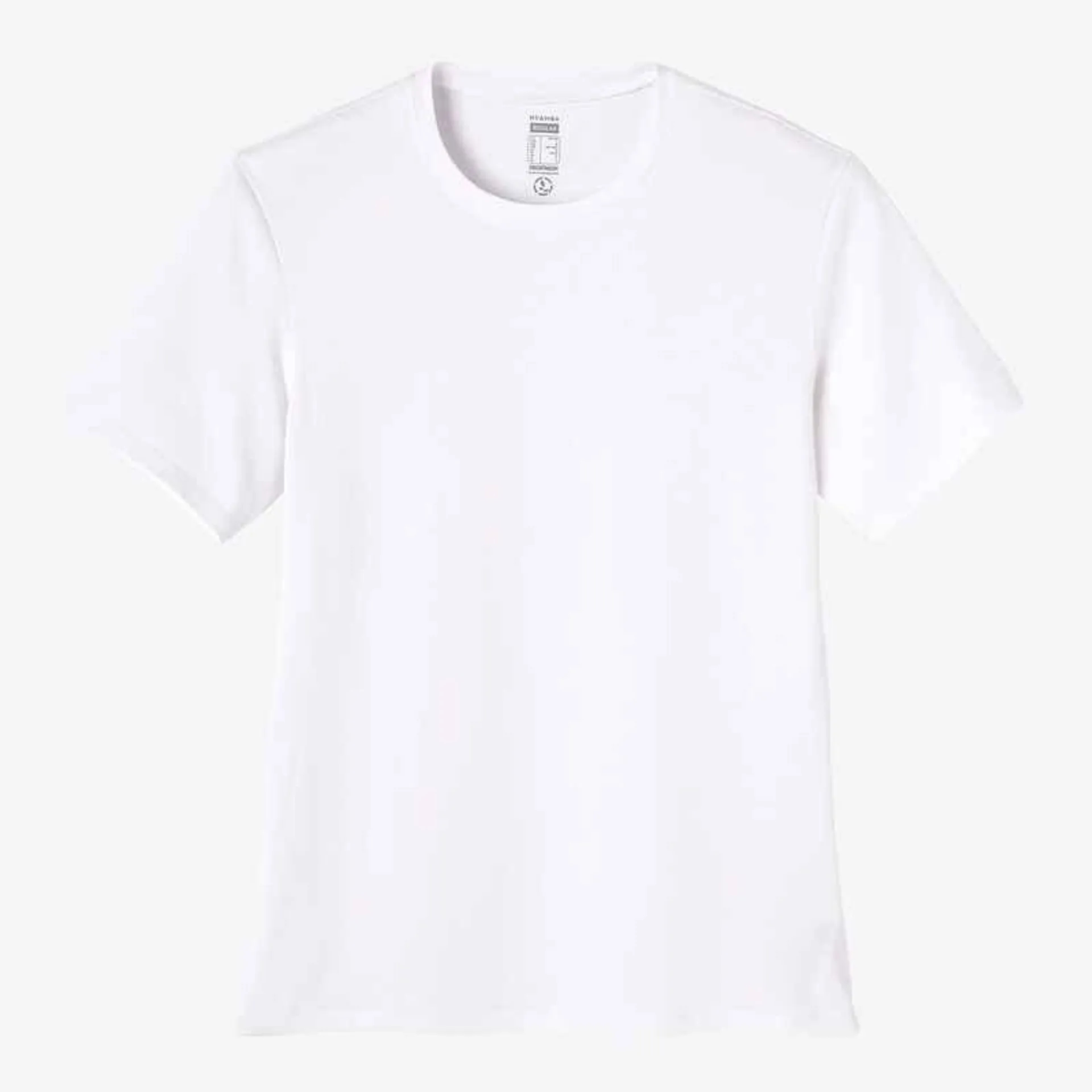 POLERA FITNESS HOMBRE 500 BLANCO MANGA CORTA RECTA CUELLO REDONDO ALGODÓN