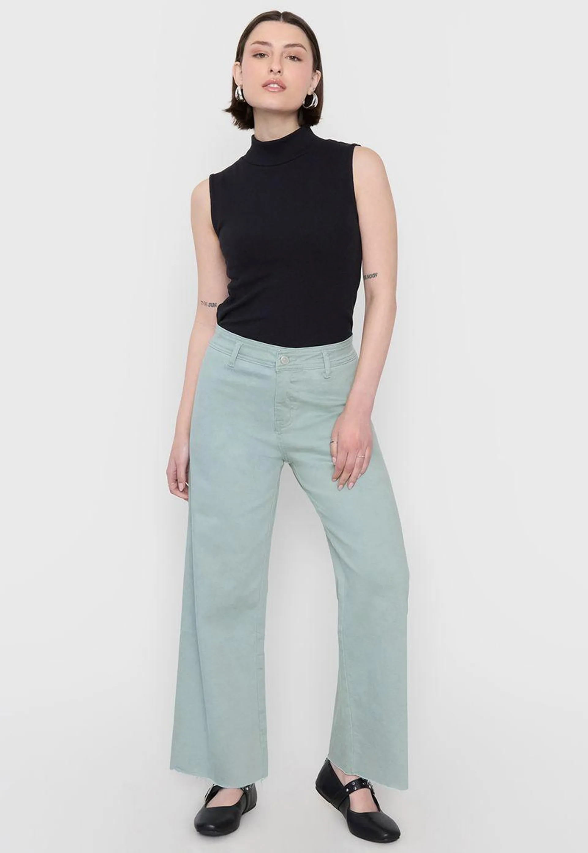 Jeans Mujer Wide Leg I Verde