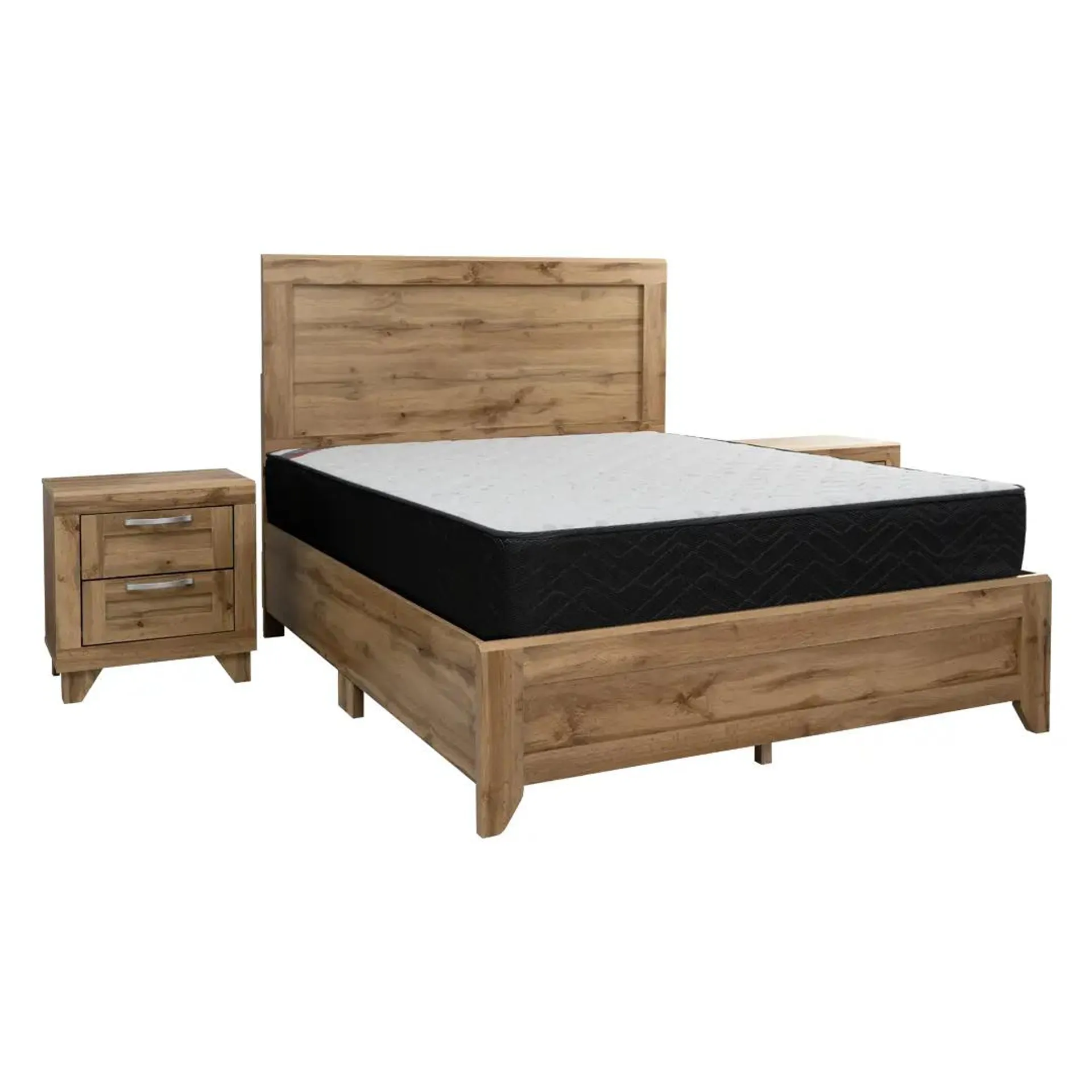 Cama Monique 2 plazas + Veladores + Colchon Active